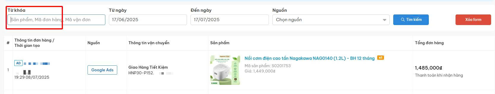 Làm sao kiểm tra được đơn hàng có ra từ nguồn quảng cáo không? 1
