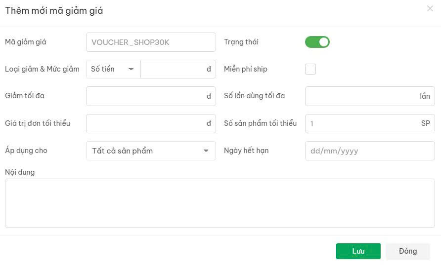 Hướng dẫn tạo mã giảm giá 2