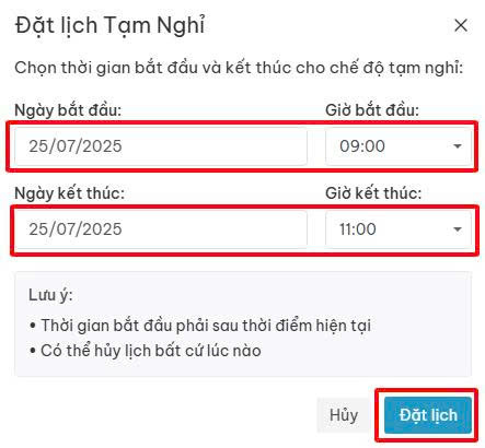 Hướng dẫn kích hoạt chế độ tạm nghỉ 3