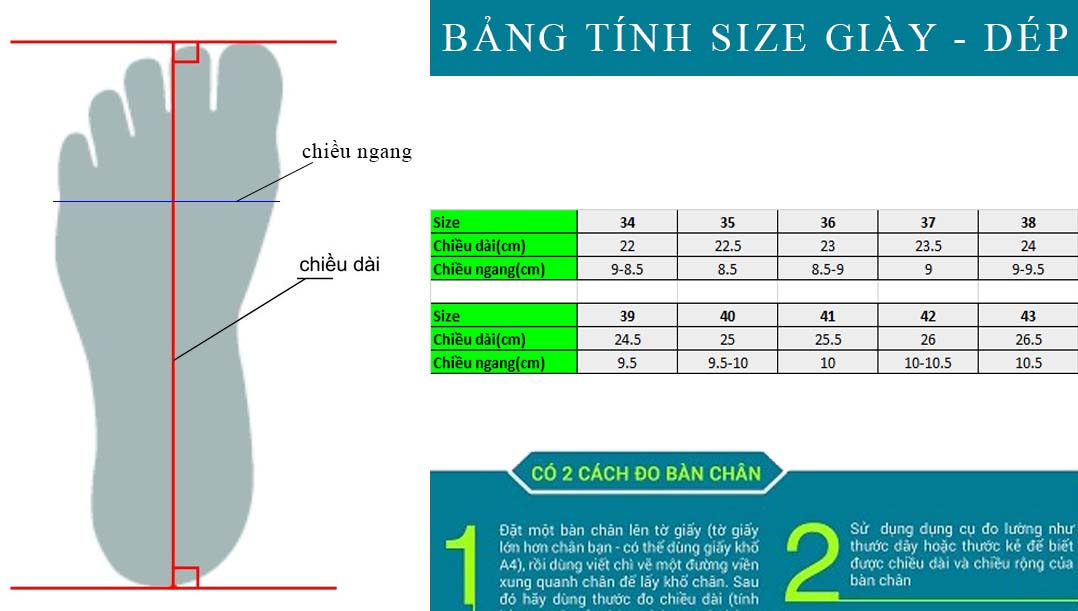 Bảng quy đổi kích cỡ