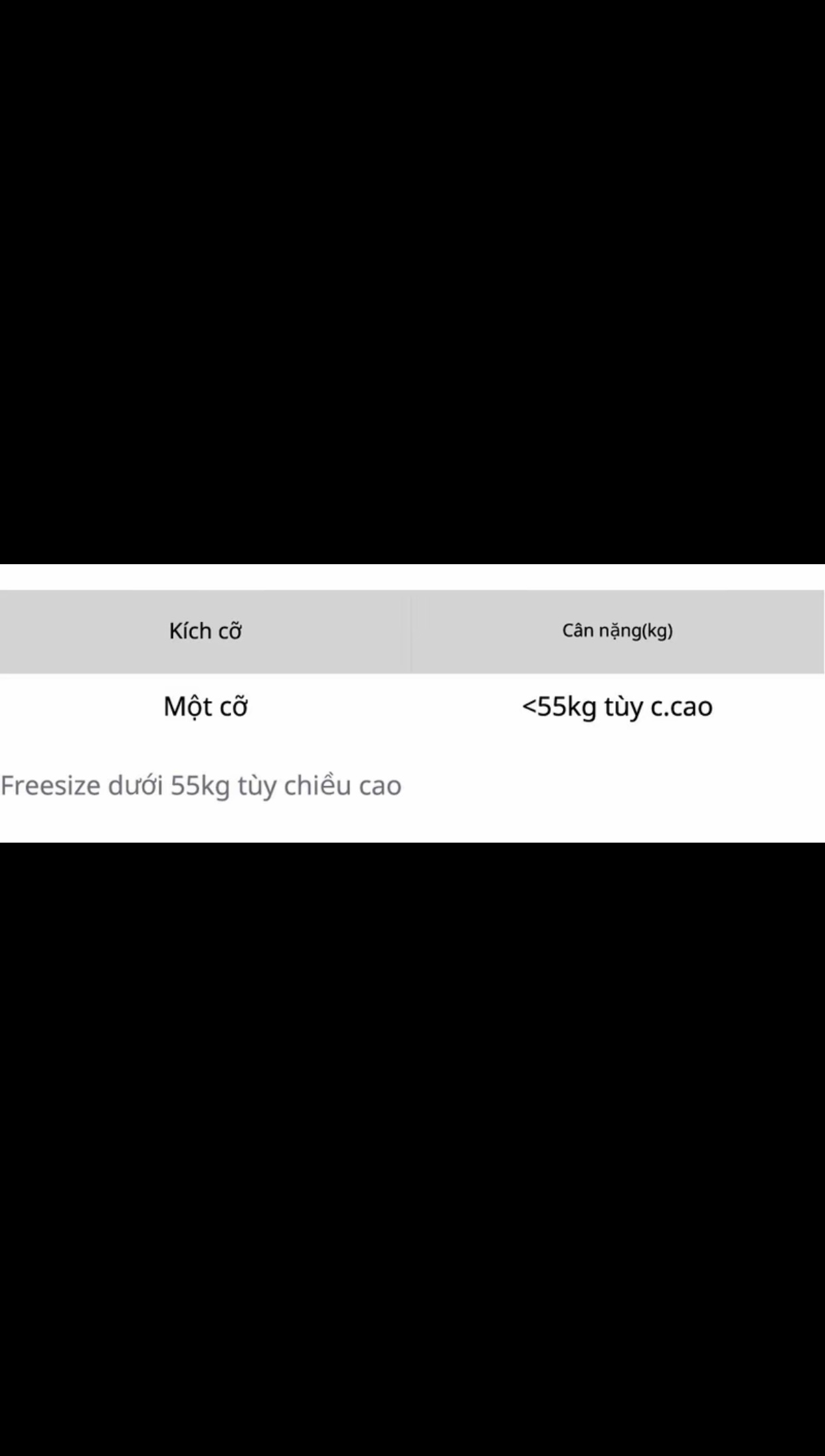 Bảng quy đổi kích cỡ