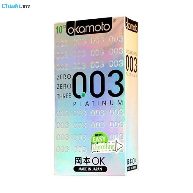 Bao cao su phản quang siêu mỏng Okamoto 0.03 Platinum