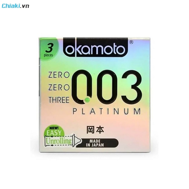 Bao cao su Okamoto 0.03mm Platinum siêu mỏng, không mùi