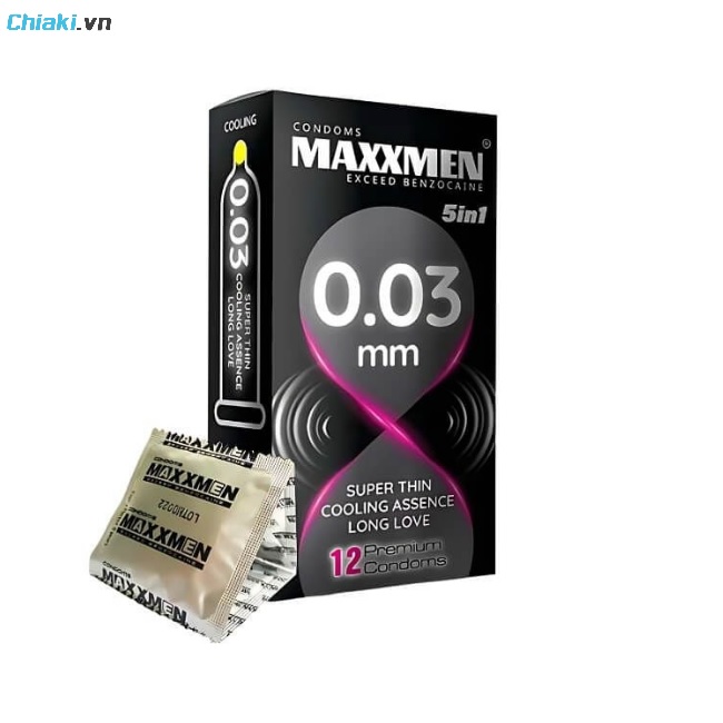 Bao cao su Maxxmen 5in1 Siêu Mỏng 0.03 truyền nhiệt