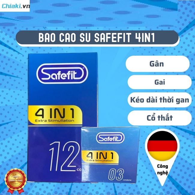 Bao cao su Safefit 4in1 siêu mỏng, gân gai nổi