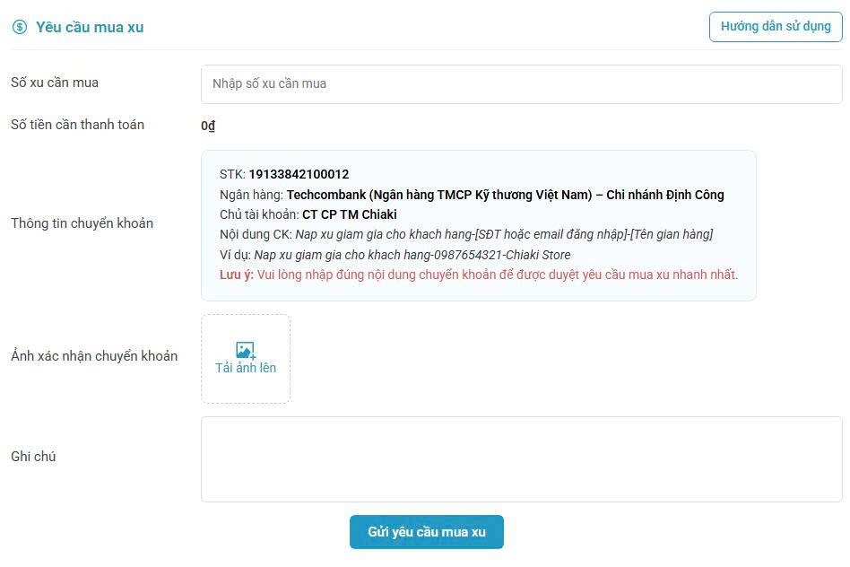 Chương trình mua xu - thưởng xu cho khách đánh giá đơn hàng 1
