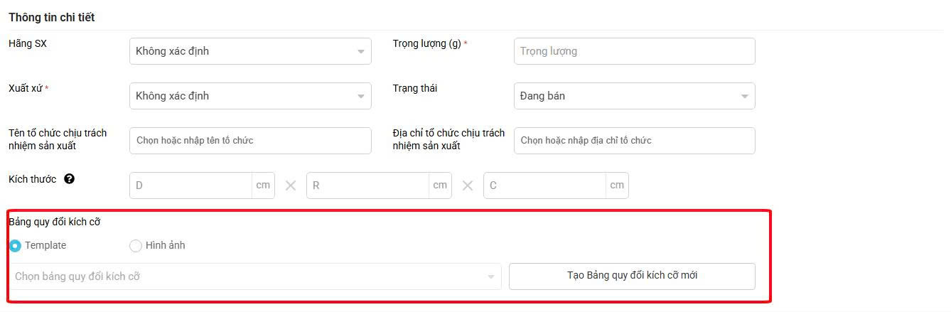 Hướng Dẫn Thêm Bảng Quy Đổi Kích Cỡ Sản Phẩm 2