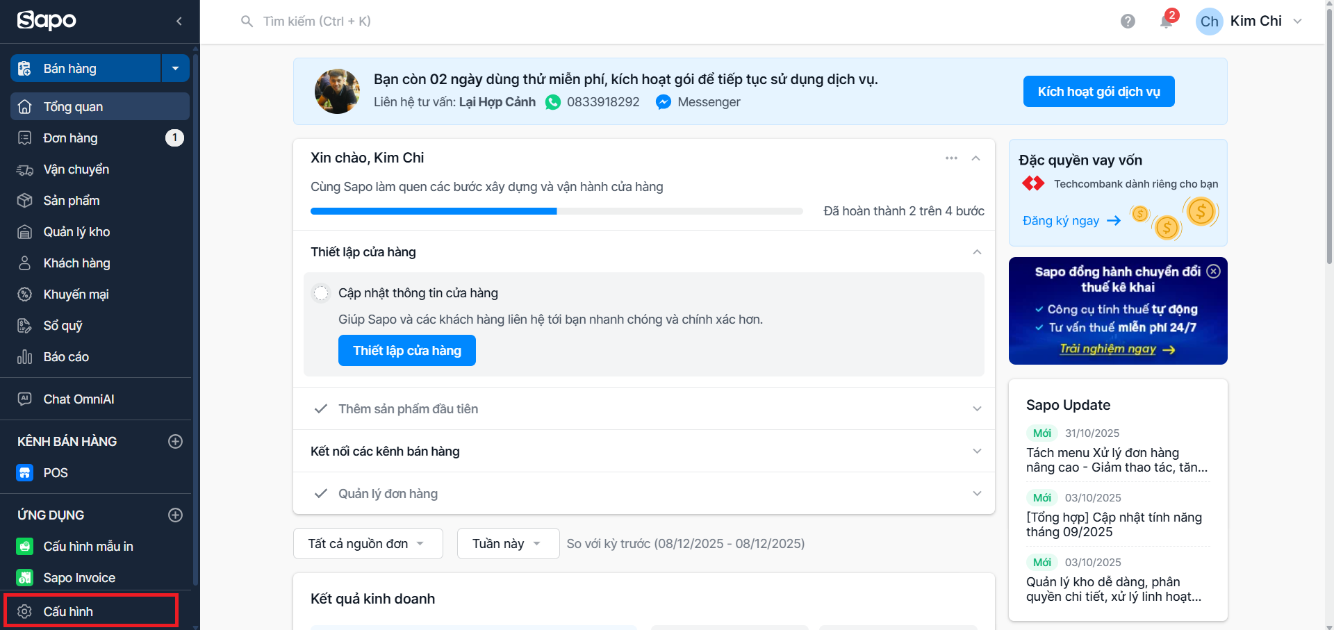 Hướng dẫn kết nối phầm mềm Sapo 1