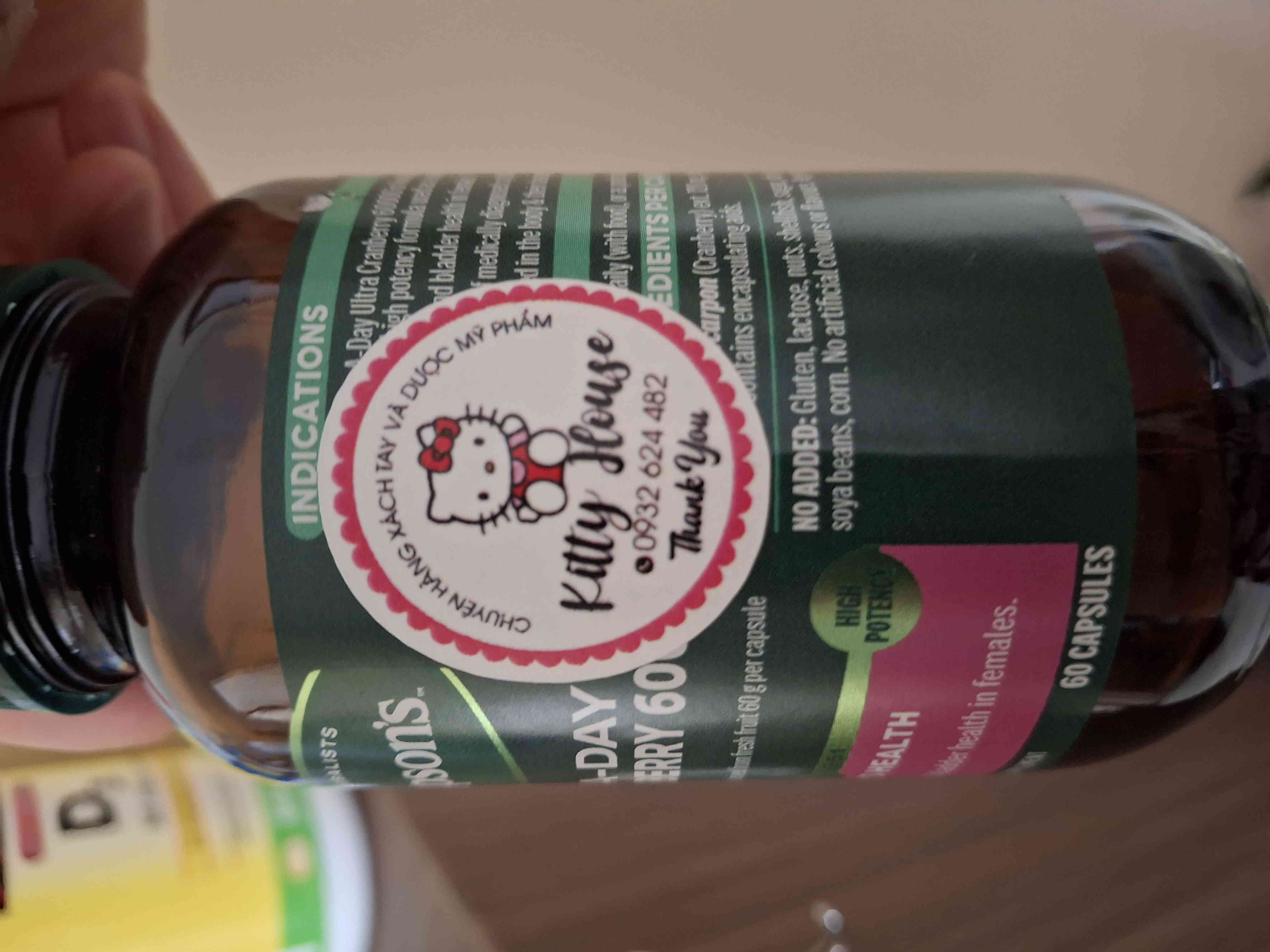 Viên uống hỗ trợ đường tiết niệu Thompson's One A Day Ultra Cranberry 60000mg - 60 viên nang chiết xuất quả việt quất tự nhiên