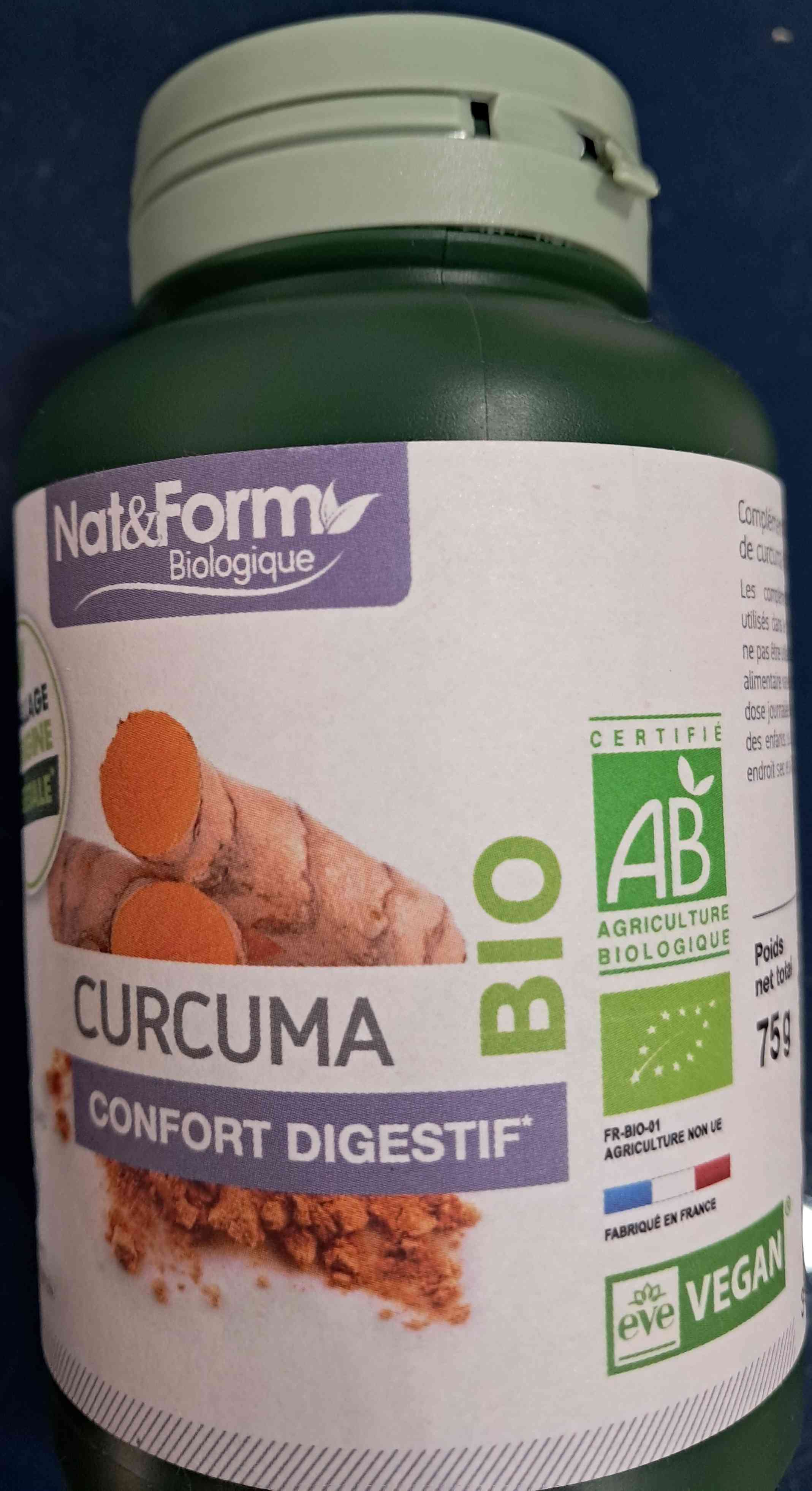 Tinh bột nghệ Nat&Form Bio Curcuma Pháp, hỗ trợ người đau dạ dày, đẹp da