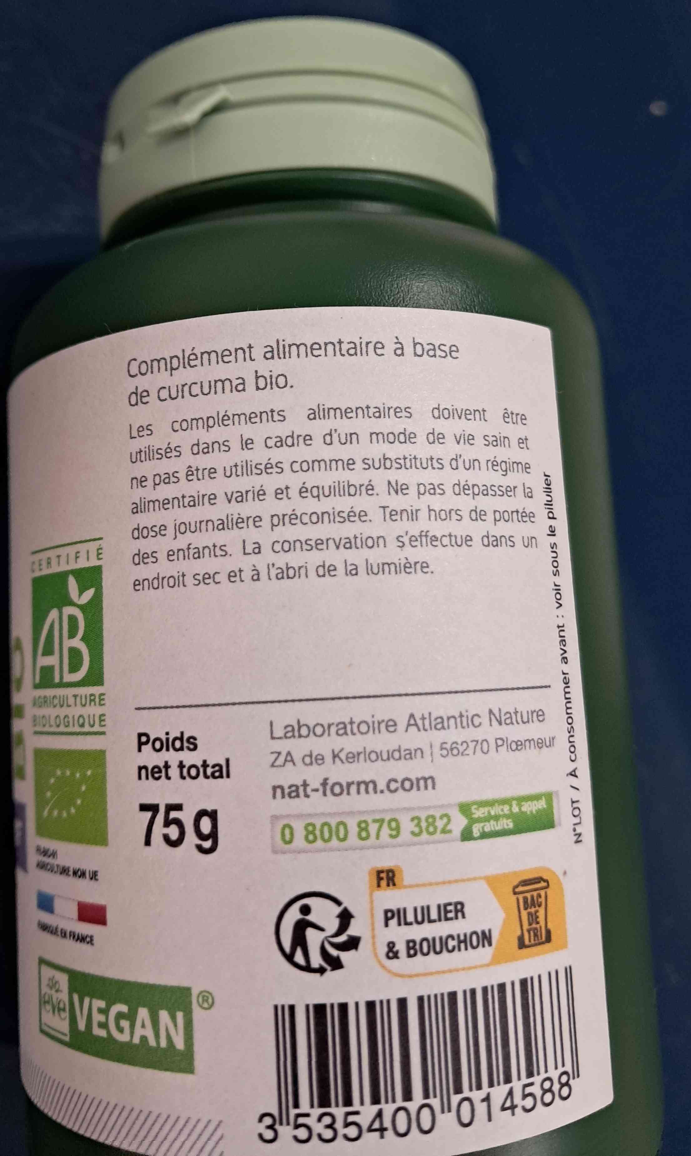 Tinh bột nghệ Nat&Form Bio Curcuma Pháp, hỗ trợ người đau dạ dày, đẹp da
