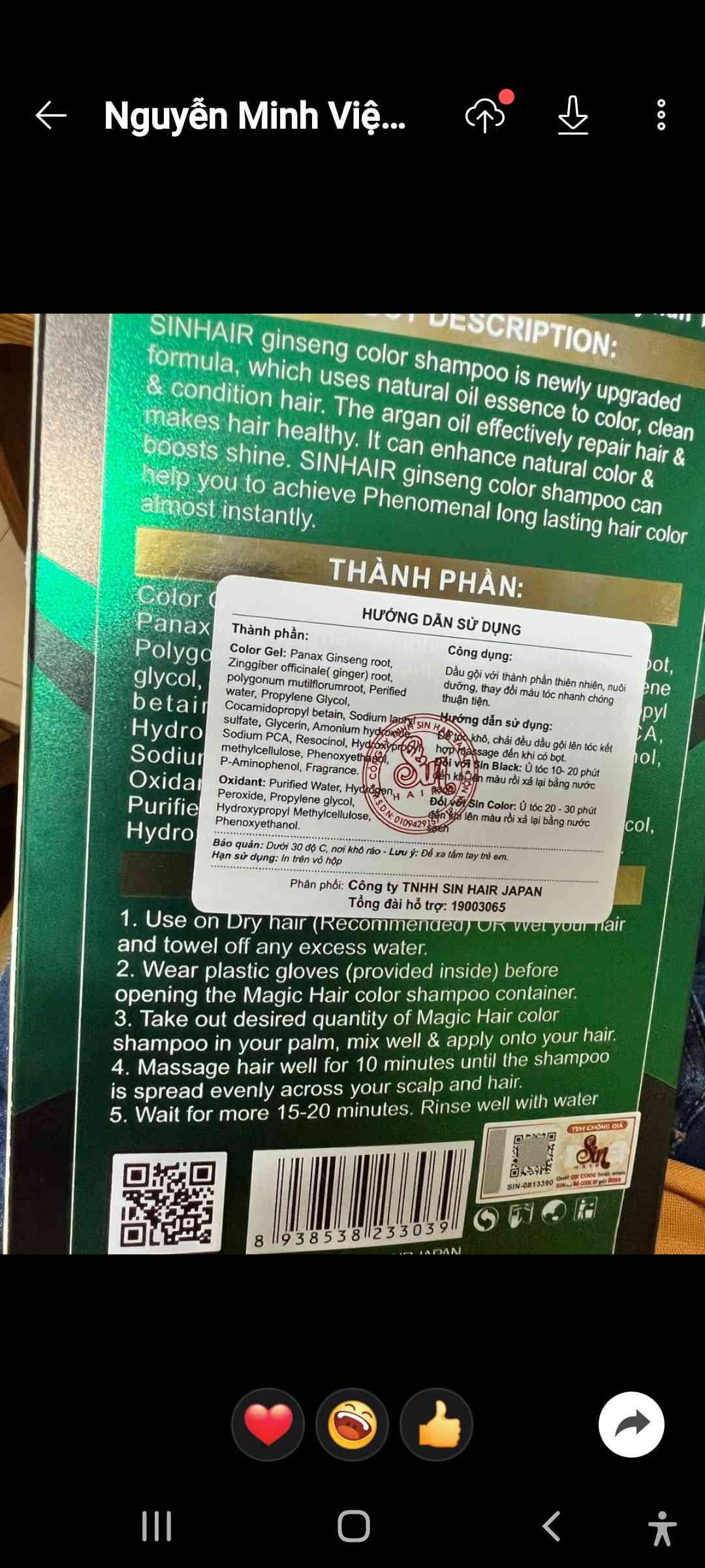 Dầu Gội Phủ Bạc Nhân Sâm Sin Hair Nhật Bản - Nhuộm Tóc Bạc Nhanh Chóng Chỉ Sau 15 Phút, Sản Phẩm Thiên Nhiên An Toàn cho Da