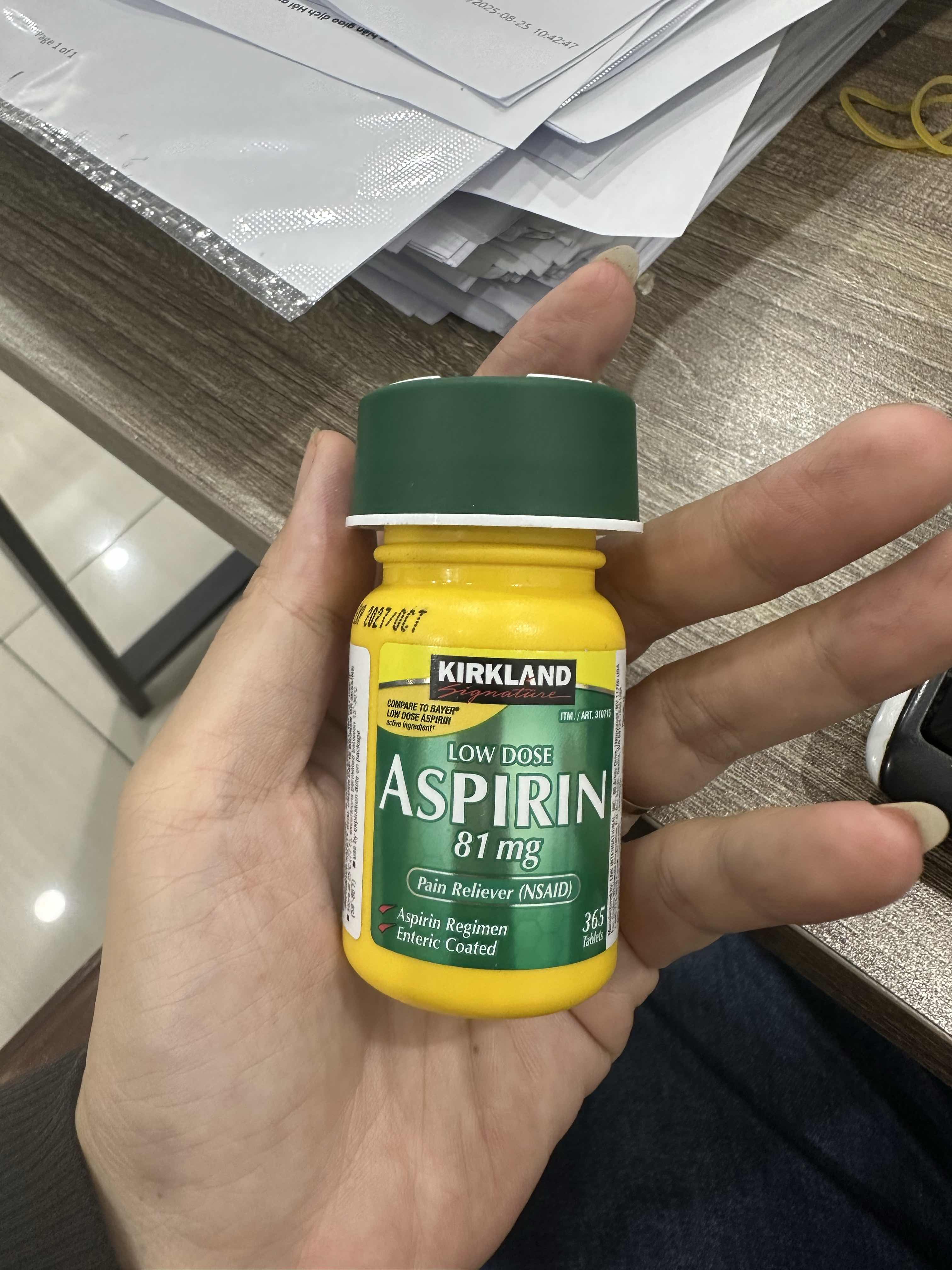 Viên uống Kirkland Low Dose Aspirin 81mg Hỗ Trợ Tim Mạch - 365 Viên Mỹ, Giảm Nguy Cơ Tai Biến, Duy Trì Sức Khỏe Tim Mạch