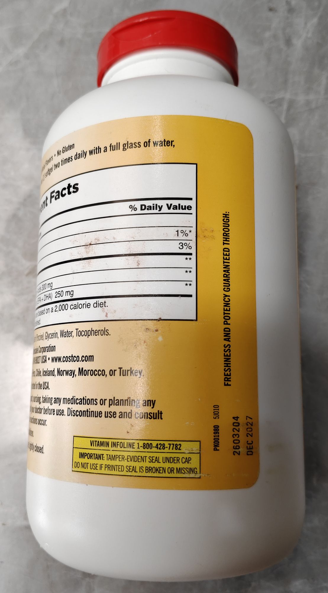Viên uống dầu cá Kirkland Signature Omega-3 1000mg - Bổ sung EPA DHA giúp tăng cường sức khỏe tim mạch và thị lực - 400 viên.