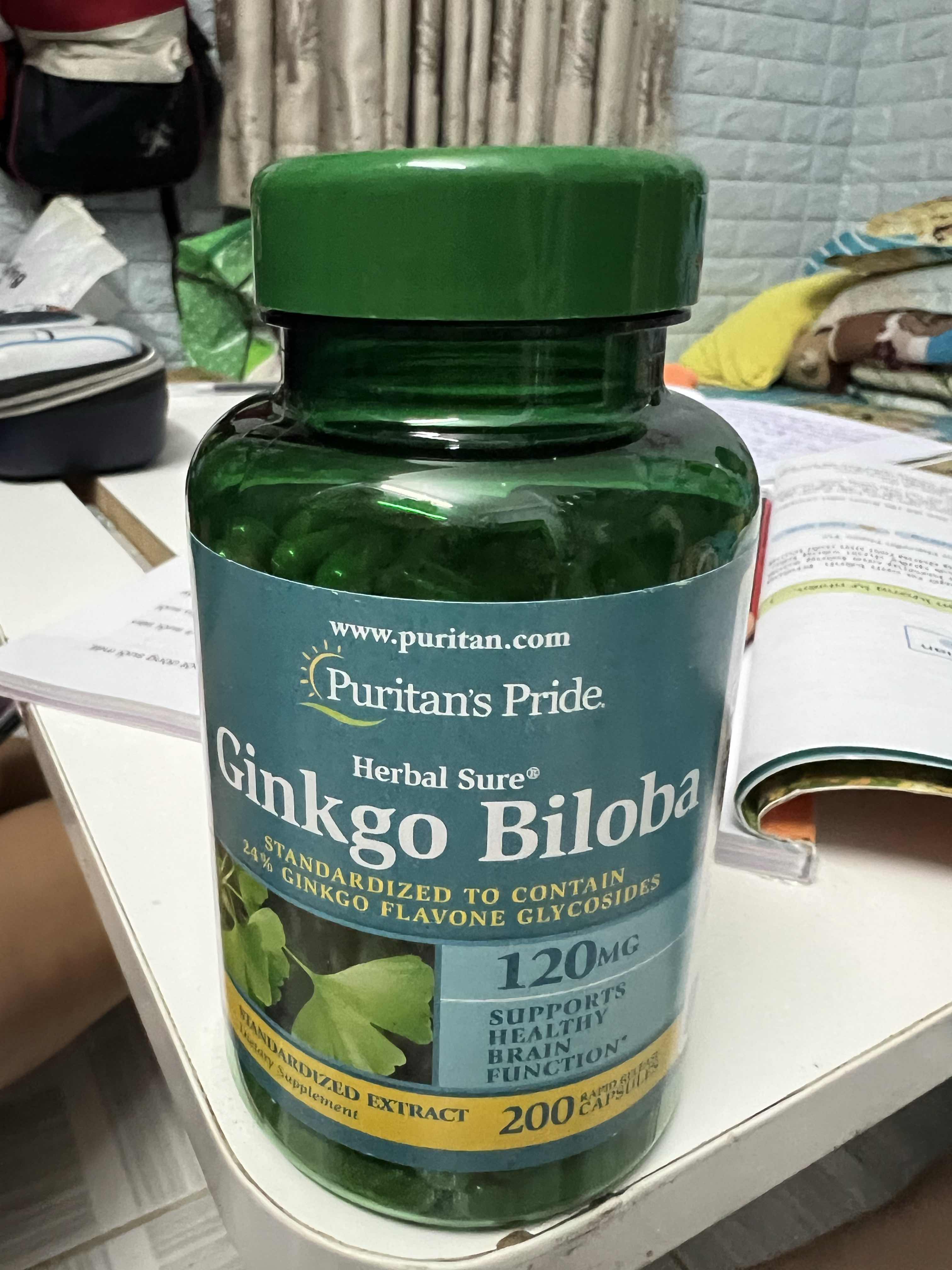 Viên uống bổ não Puritan's Pride Ginkgo Biloba 120mg - 200 viên cải thiện trí nhớ và sức khỏe não bộ tự nhiên