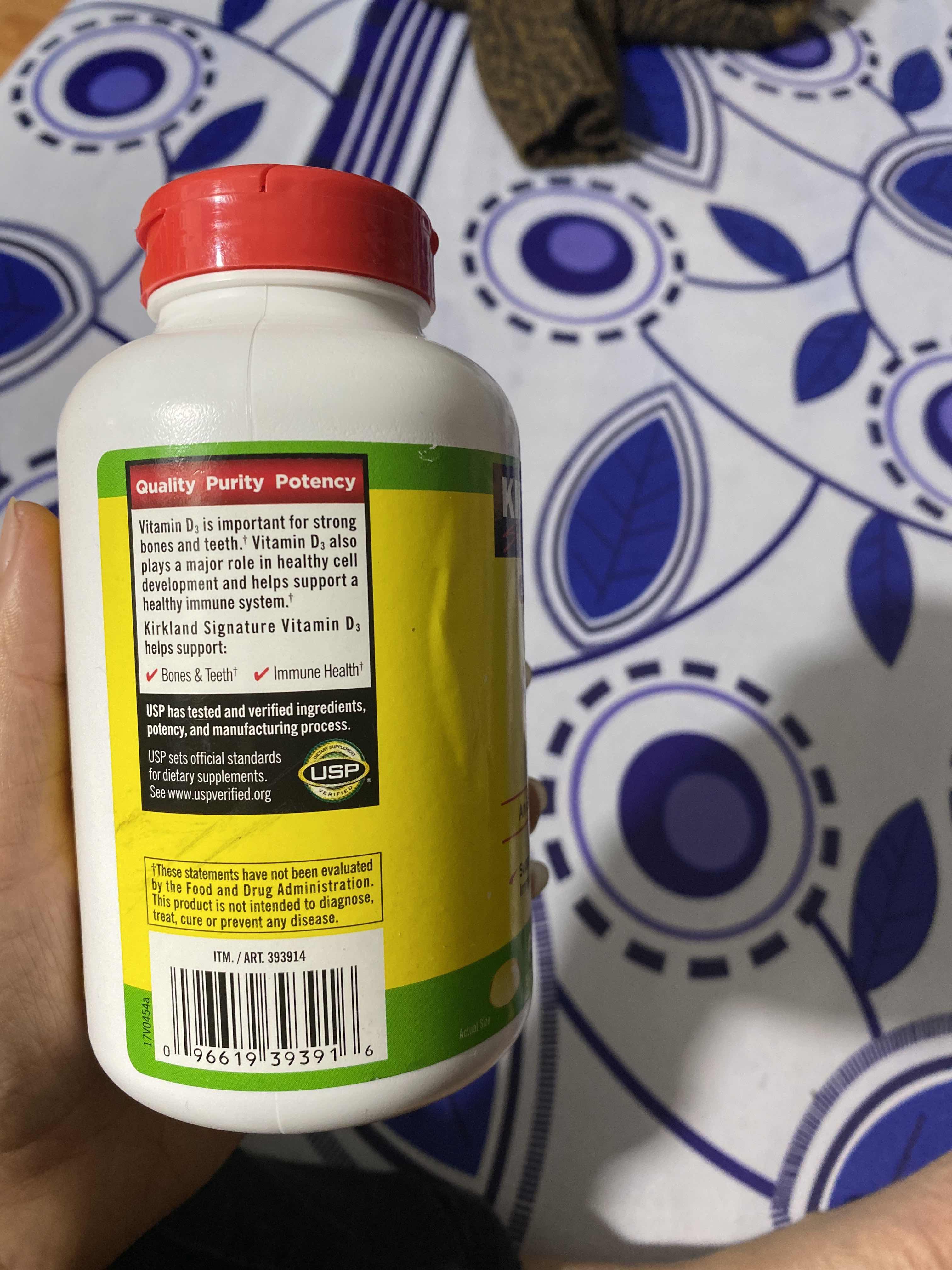 Vitamin D3 2000IU Kirkland - Viên uống bổ sung vitamin mặt trời, hỗ trợ xương và miễn dịch, đóng gói 600 viên