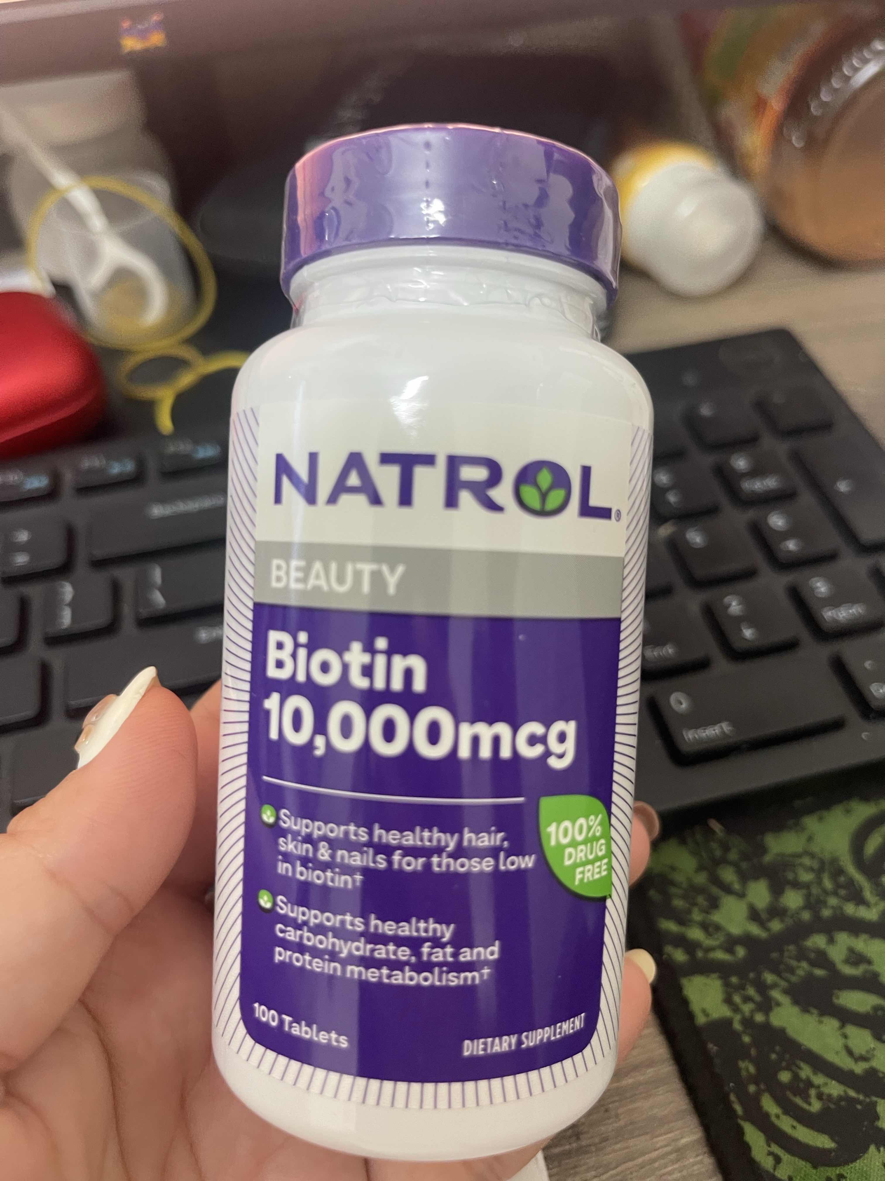 (Fullbox) Viên uống hỗ trợ mọc tóc Natrol Biotin 10000mcg Mỹ - Giúp tóc dày khỏe và nuôi dưỡng làn da mịn màng, 100 viên Chính hãng