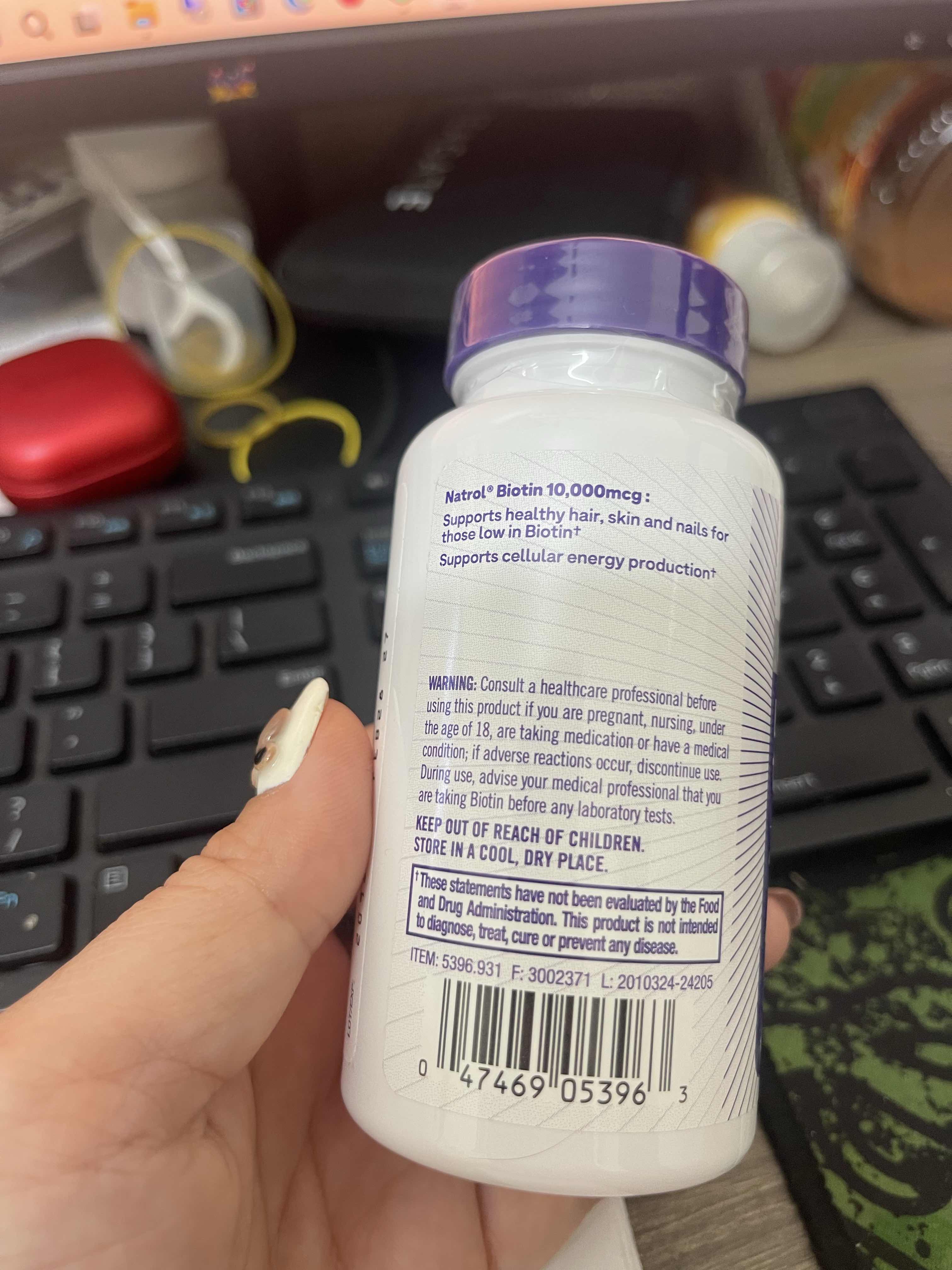 (Fullbox) Viên uống hỗ trợ mọc tóc Natrol Biotin 10000mcg Mỹ - Giúp tóc dày khỏe và nuôi dưỡng làn da mịn màng, 100 viên Chính hãng