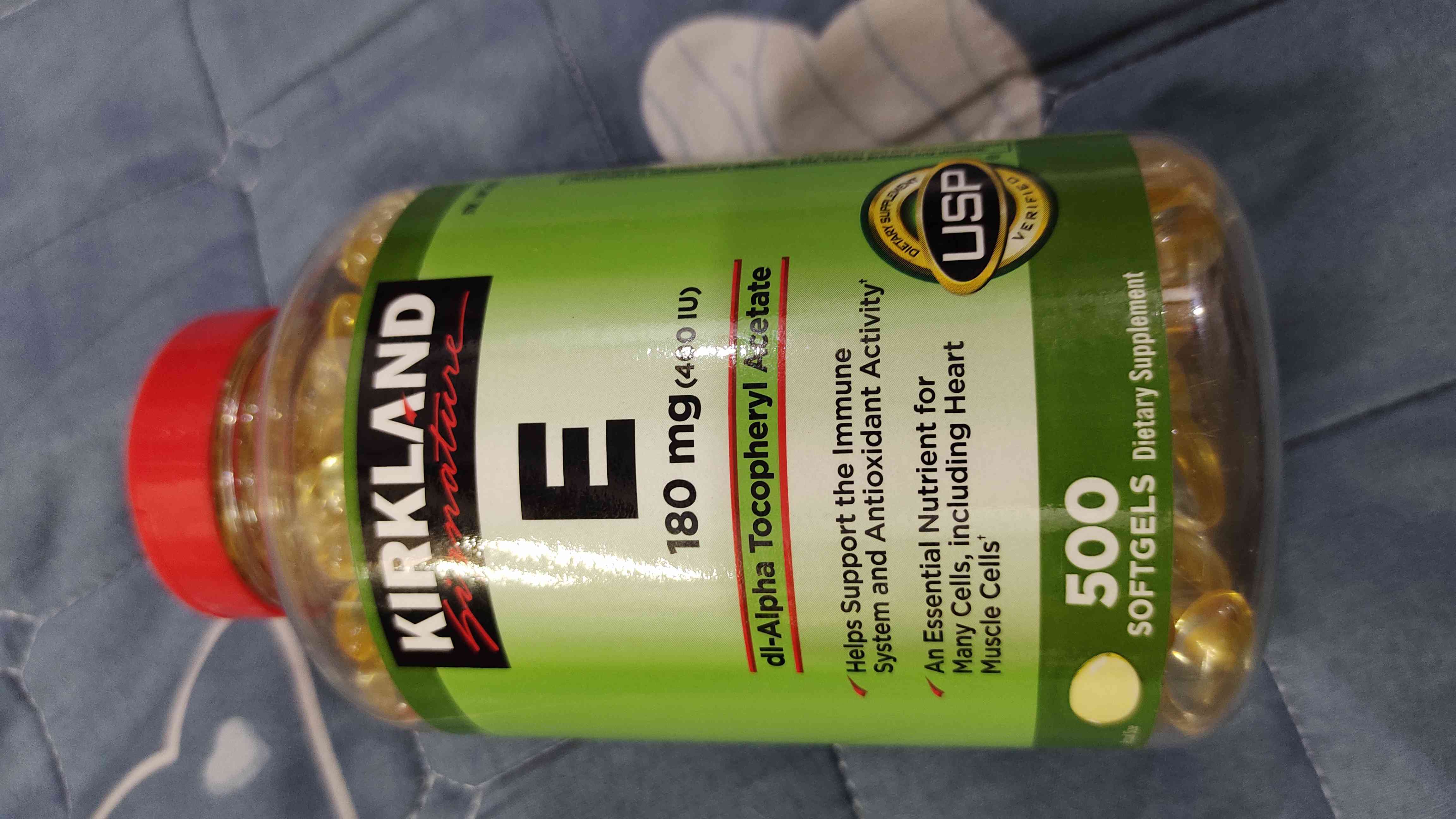 Viên uống Vitamin E Kirkland Signature 400IU Mỹ - Hỗ trợ làm đẹp da, giảm nếp nhăn, 500 viên chống lão hóa