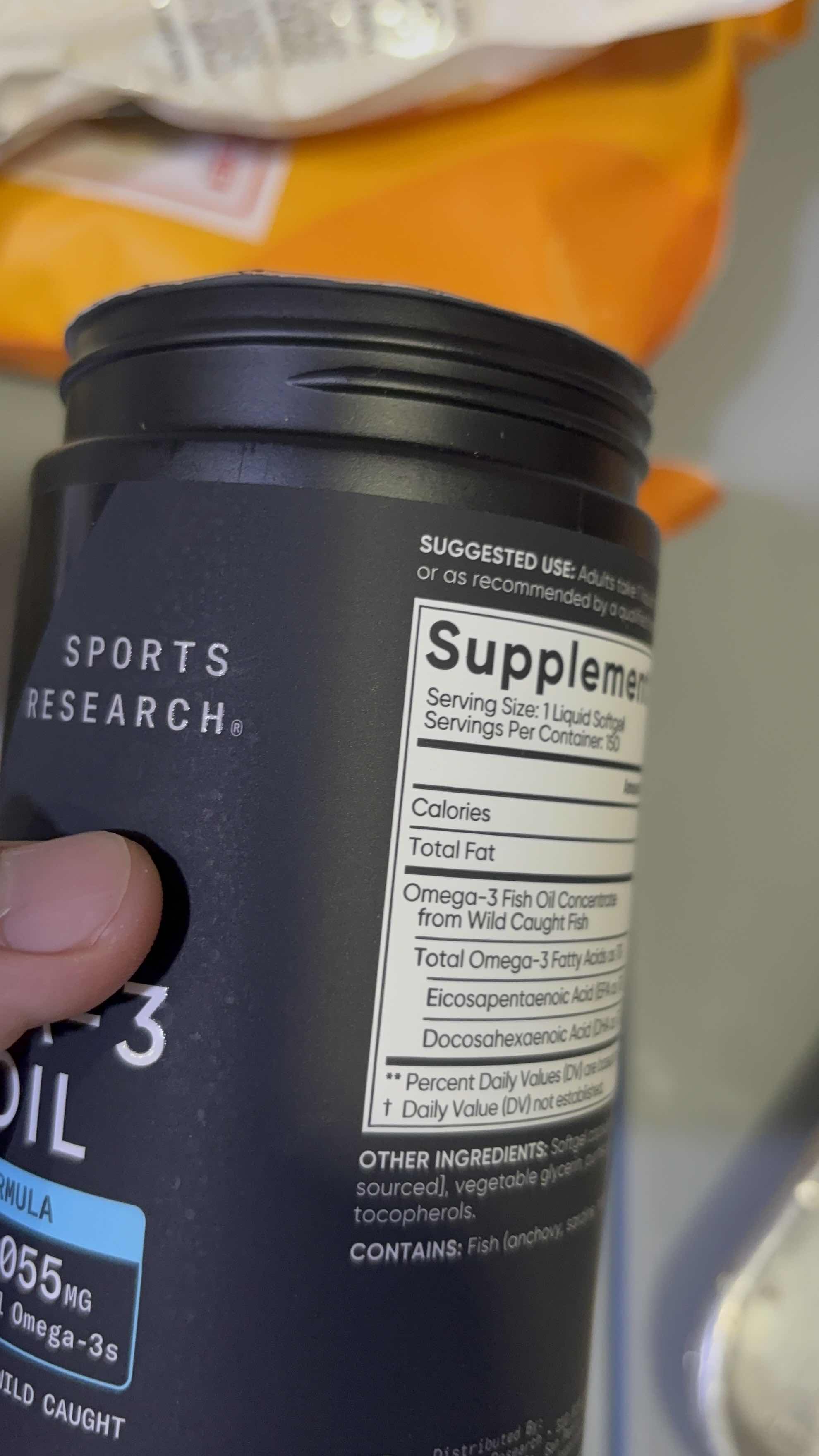 Dầu cá Sports Research Omega-3 Fish Oil Triple Strength 150 viên - Bổ sung Omega-3 cho sức khỏe tim mạch và chức năng não bộ