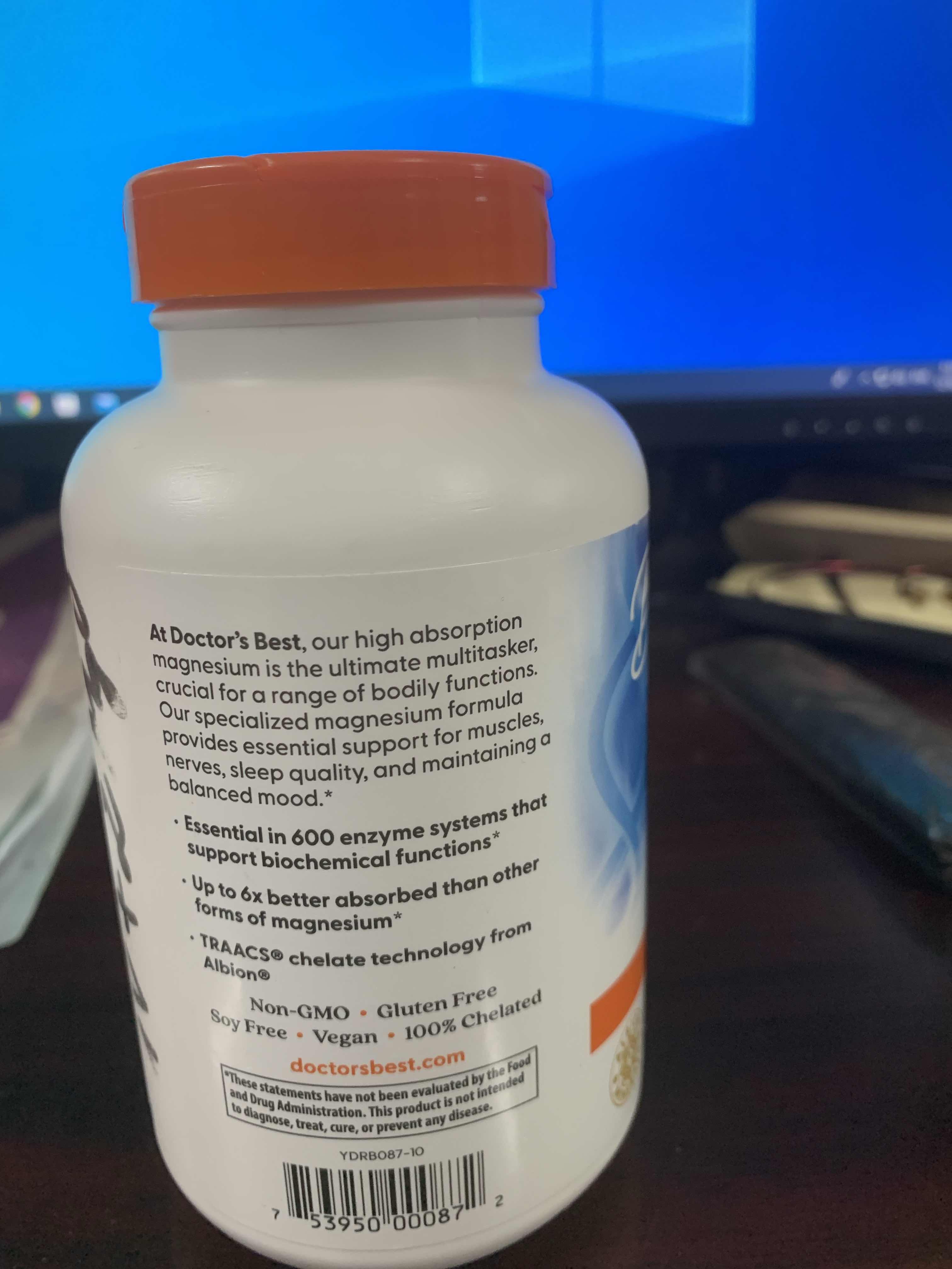 Viên uống bổ sung Magie Doctor's Best High Absorption 200mg, 240 viên - Hỗ trợ giấc ngủ ngon, giảm căng cơ, hấp thụ tối ưu magnesium