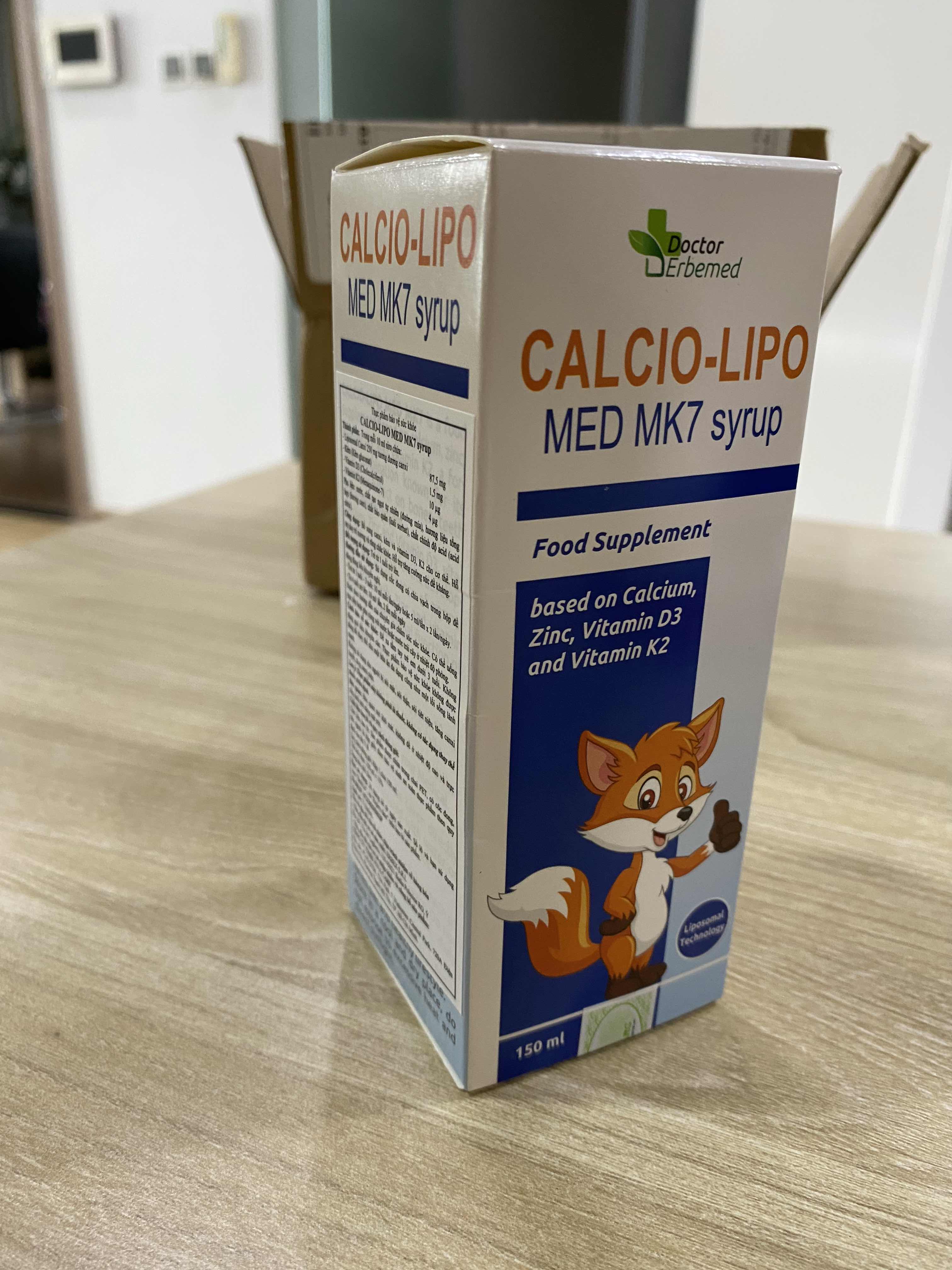 Siro Canxi Liposome Calcio-Lipo Med MK7 - Tăng Chiều Cao Cho Bé Từ 1 Tuổi, Hỗ Trợ Phát Triển Xương Chắc Khỏe, Vị Cam Ngọt Dịu
