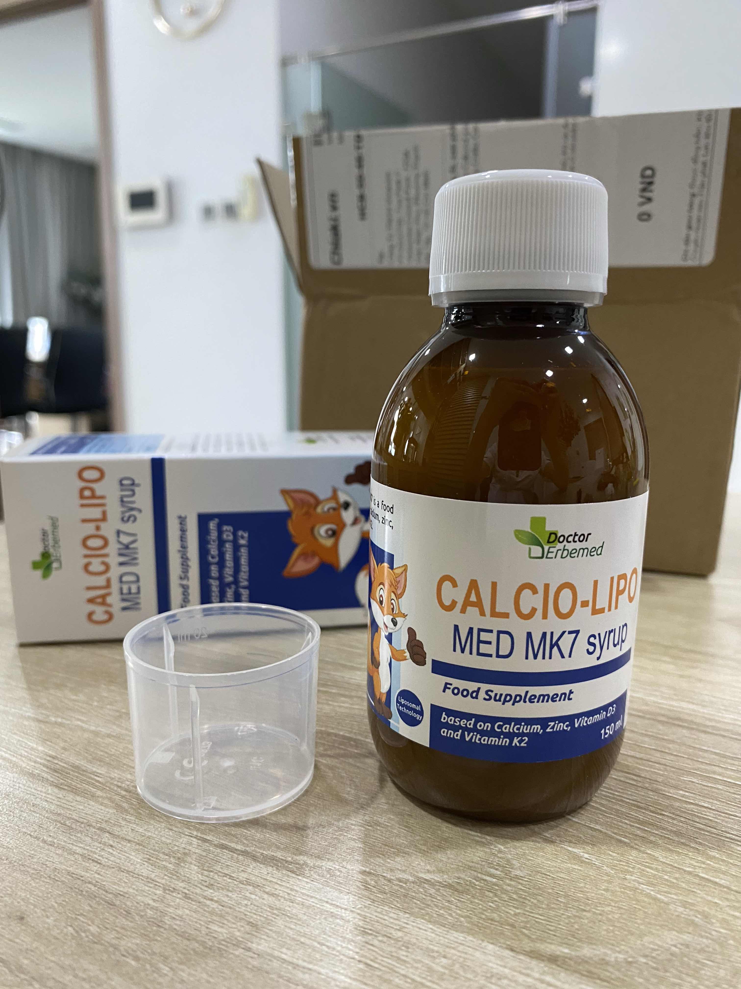 Siro Canxi Liposome Calcio-Lipo Med MK7 - Tăng Chiều Cao Cho Bé Từ 1 Tuổi, Hỗ Trợ Phát Triển Xương Chắc Khỏe, Vị Cam Ngọt Dịu