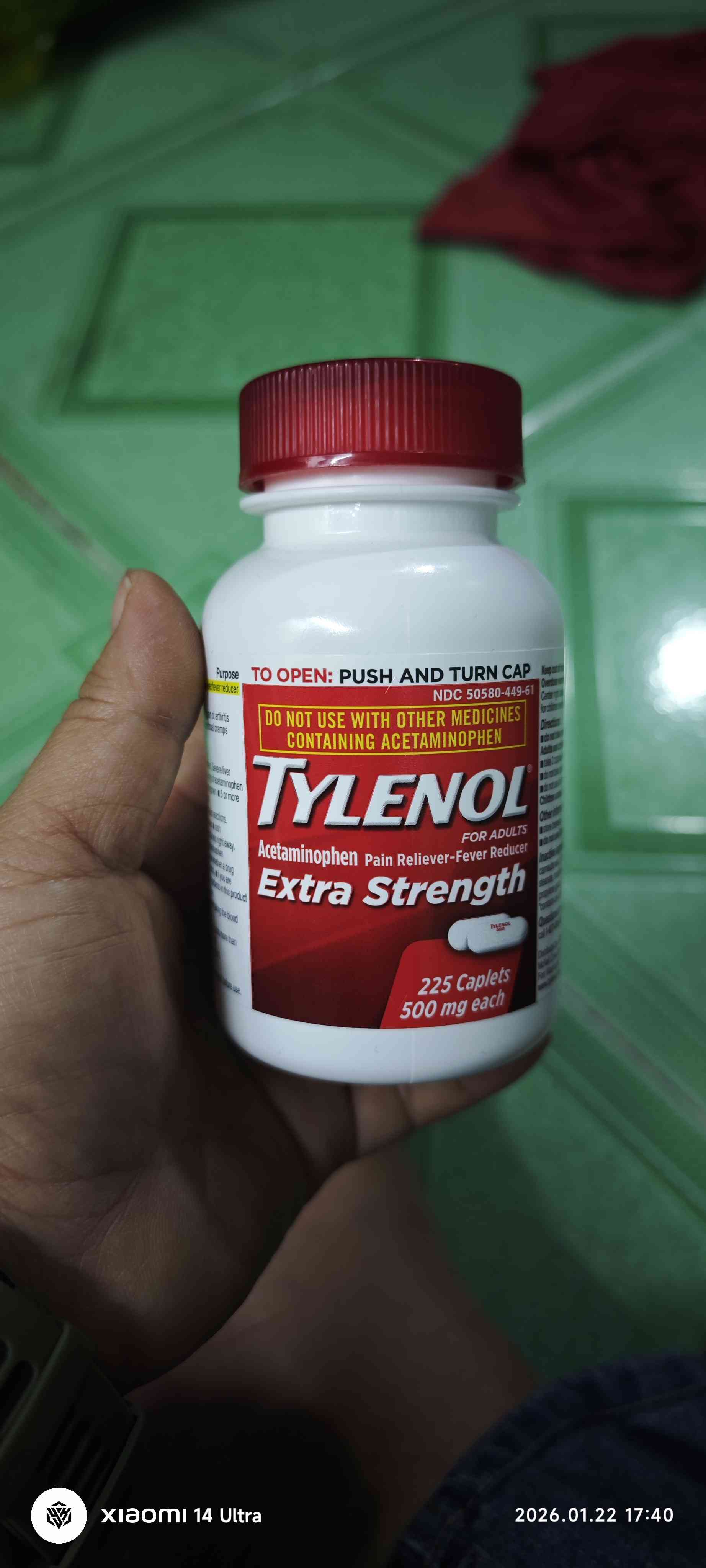 Viên uống giảm đau Tylenol Extra Strength 500mg - Giảm đau nhanh, hạ sốt hiệu quả từ Mỹ - Thực phẩm chức năng uy tín