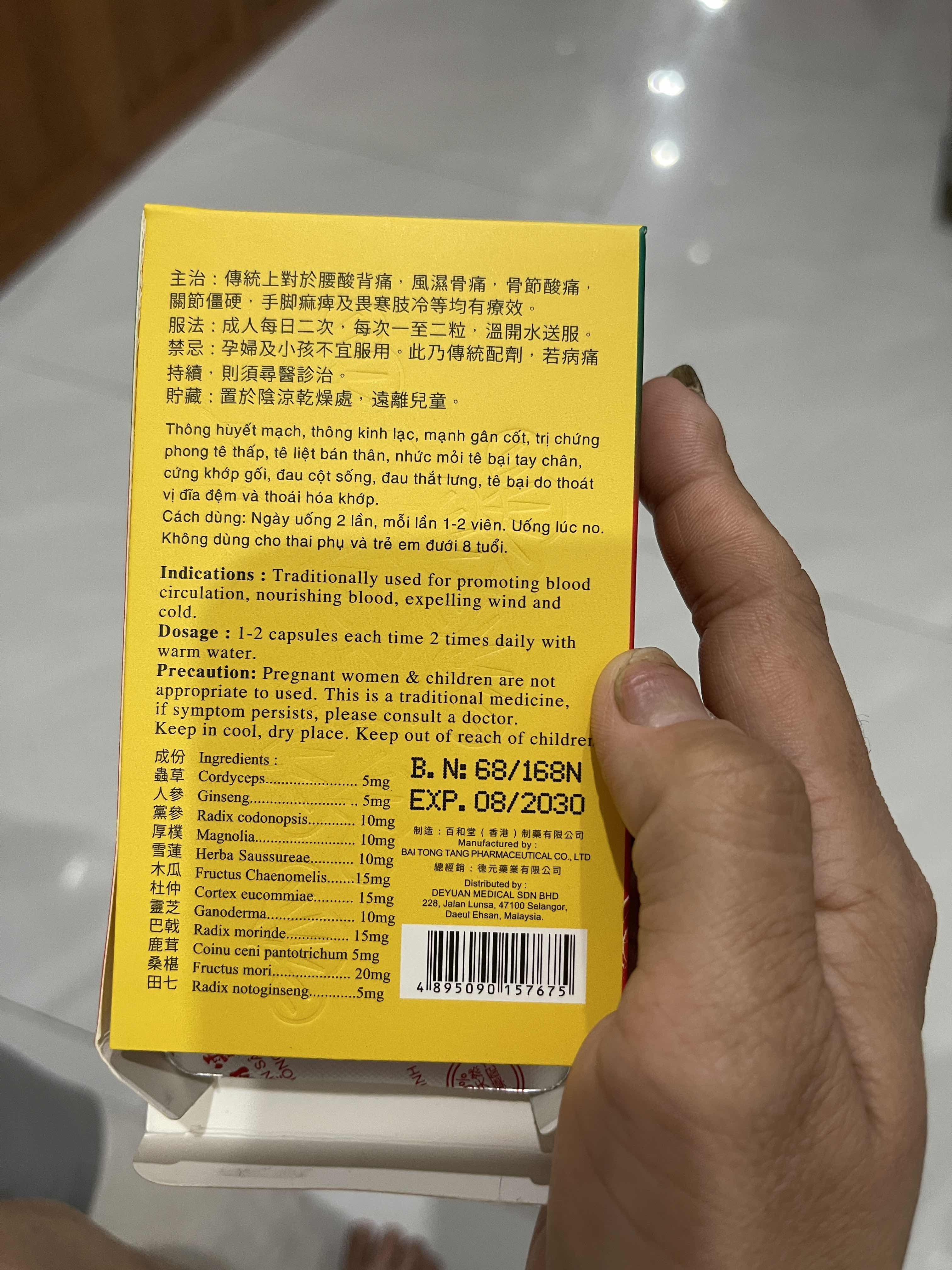 Viên Uống Hỗ Trợ Xương Khớp Nhân Sâm Tê Thống Linh 20 Viên - Giảm Đau Viêm Khớp, Tê Bì Chân Tay, Hàng Chính Hãng