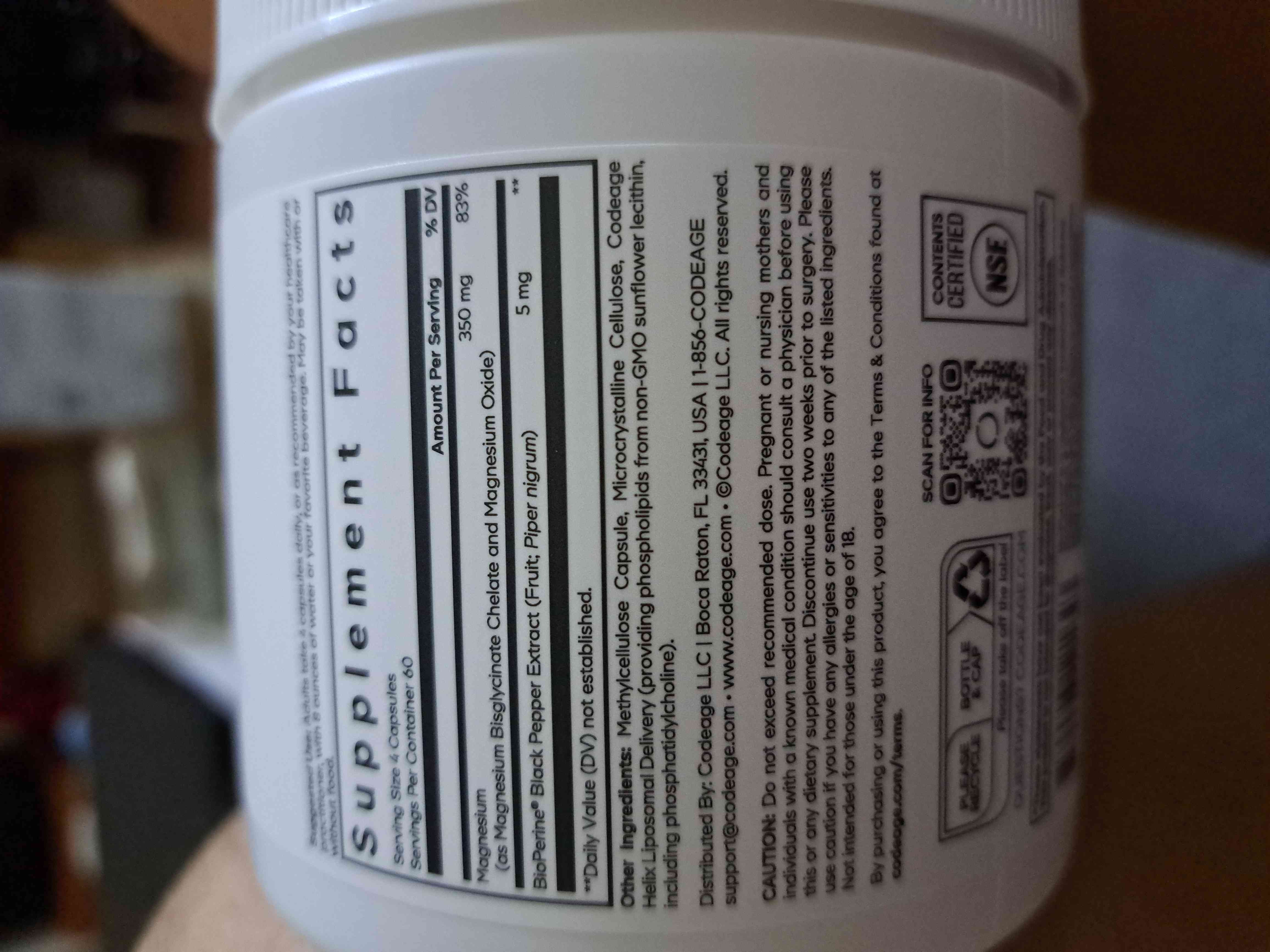 (Hàng nhập khẩu) Viên uống Codeage Liposomal Magnesium Glycinate hộp 240 viên