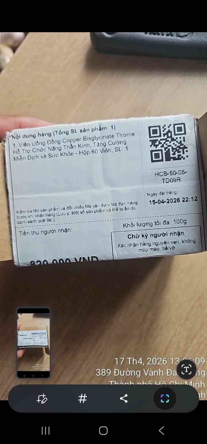 Viên Uống Đồng Copper Bisglycinate Thorne Hỗ Trợ Chức Năng Thần Kinh, Tăng Cường Miễn Dịch và Sức Khỏe - Hộp 60 Viên