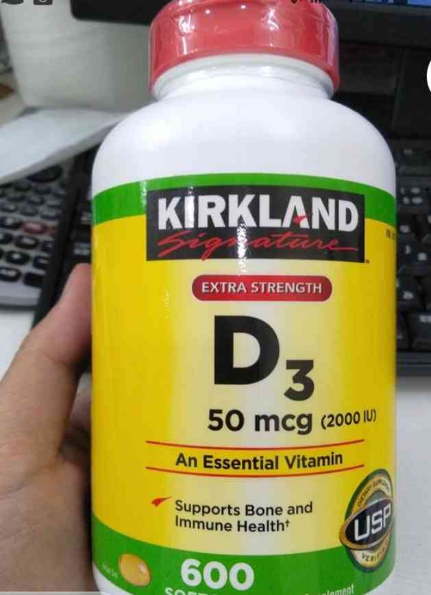 Vitamin D3 2000IU Kirkland - Viên uống bổ sung vitamin mặt trời, hỗ trợ xương và miễn dịch, đóng gói 600 viên