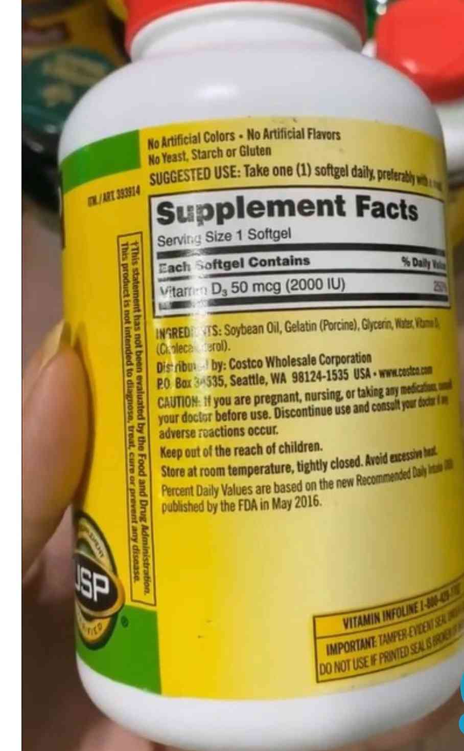 Vitamin D3 2000IU Kirkland - Viên uống bổ sung vitamin mặt trời, hỗ trợ xương và miễn dịch, đóng gói 600 viên