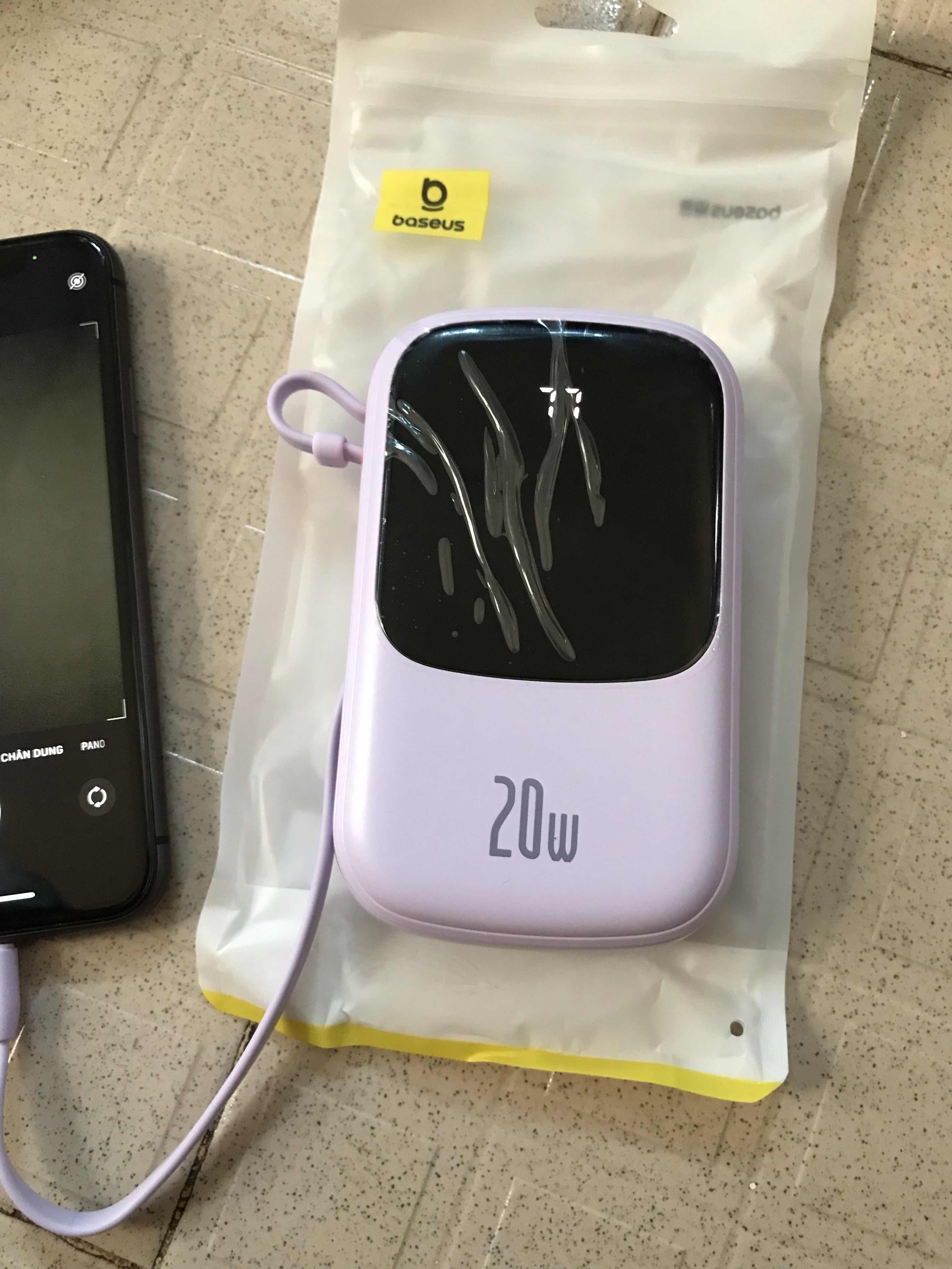 Pin Dự Phòng Baseus Airpow 20.000mAh - Sạc Nhanh 20W, Dây Cáp Lightning, Thiết Kế Nhỏ Gọn, Màu Tím Pastel Thời Trang