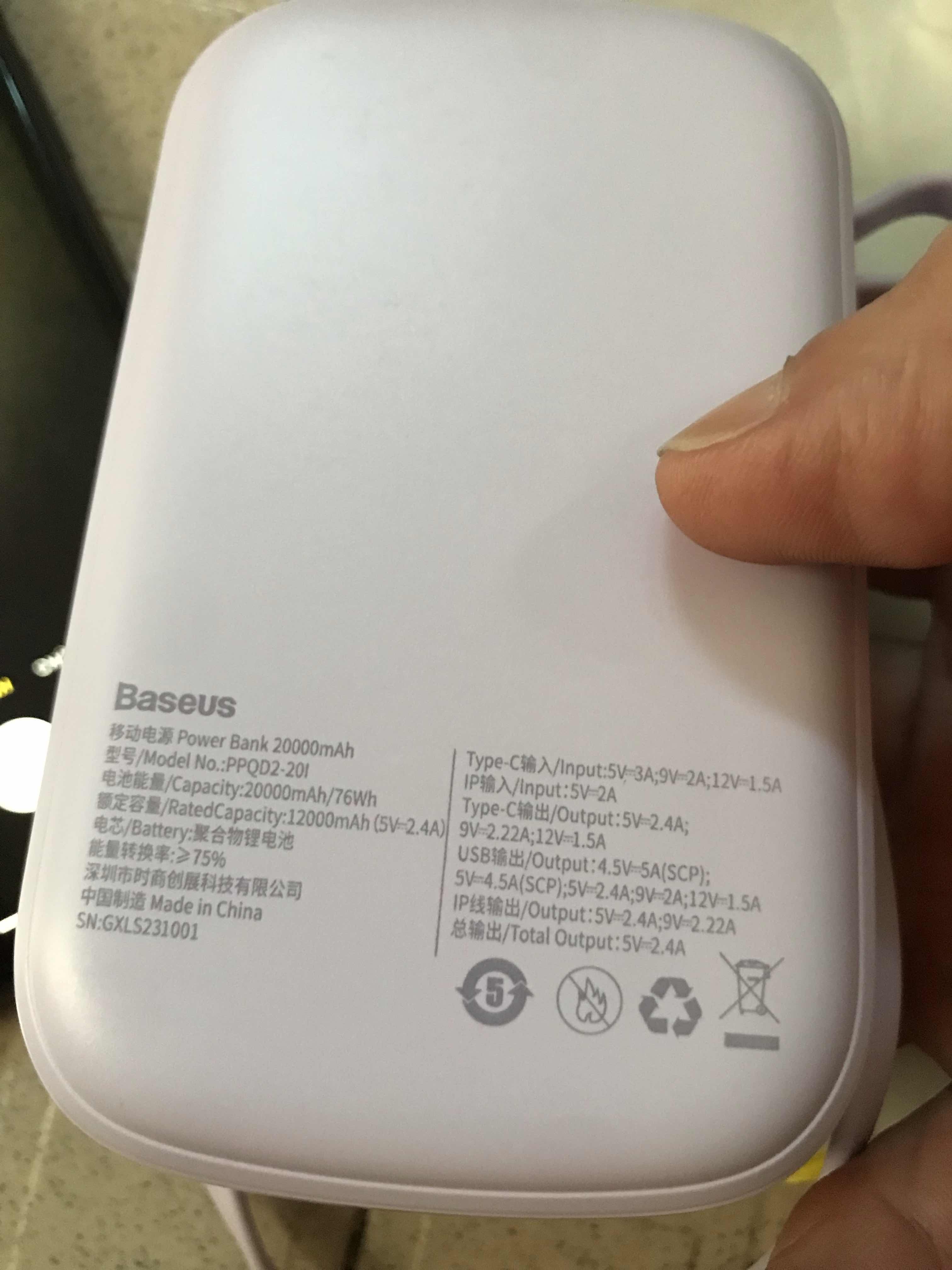 Pin Dự Phòng Baseus Airpow 20.000mAh - Sạc Nhanh 20W, Dây Cáp Lightning, Thiết Kế Nhỏ Gọn, Màu Tím Pastel Thời Trang