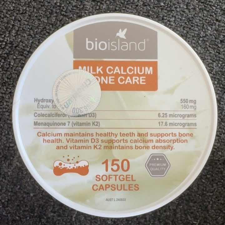 Viên uống bổ sung Canxi Bio Island Milk Calcium Bone Care 150 viên - Hỗ trợ sức khỏe xương và răng chắc khỏe với vitamin D3, K2.