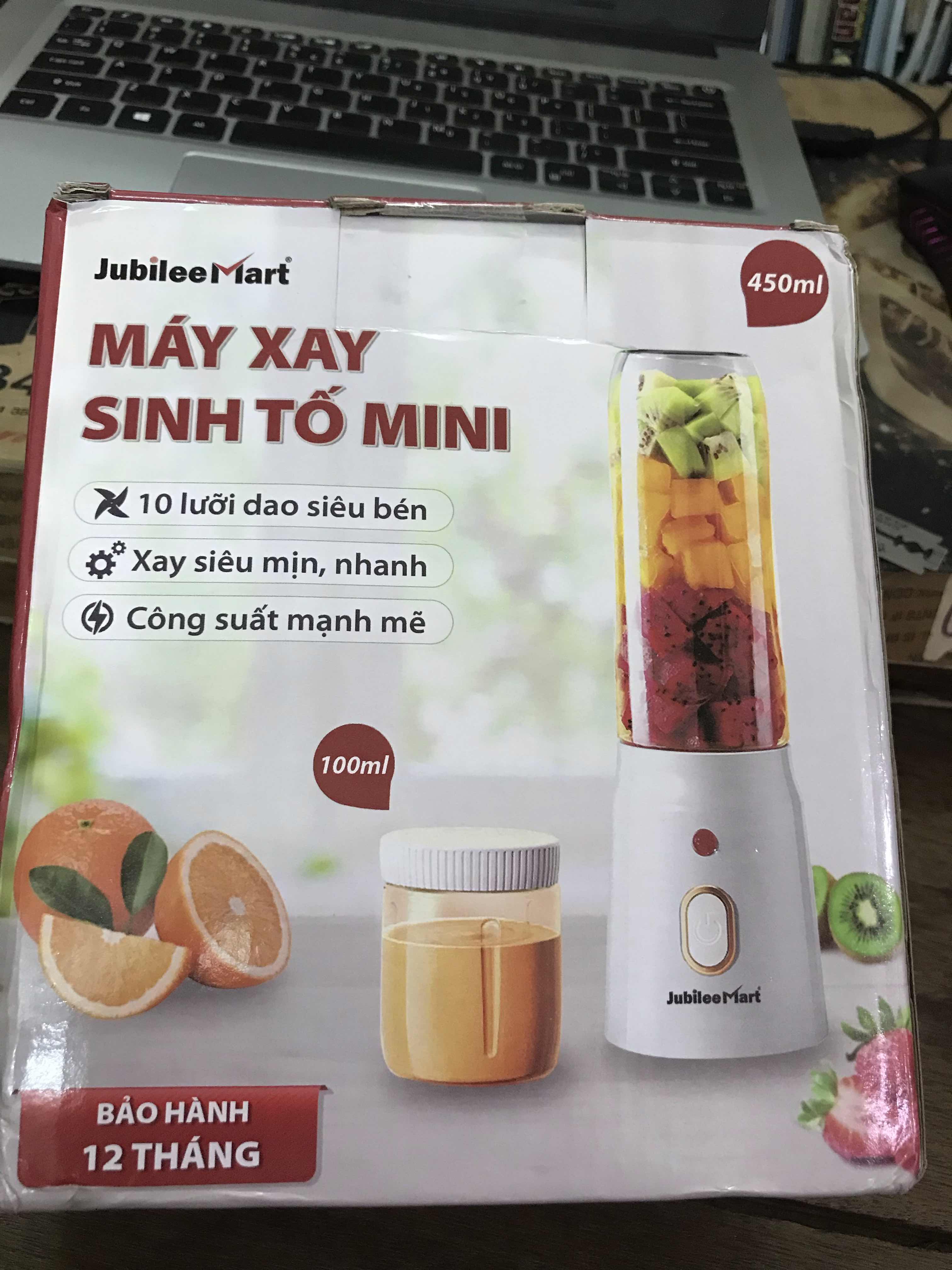 Máy Xay Sinh Tố Mini Jubilee Mart 450ML - Công Suất 40W, 10 Lưỡi Dao Inox Siêu Bén, Lý Tưởng Cho Gia Đình và Cá Nhân