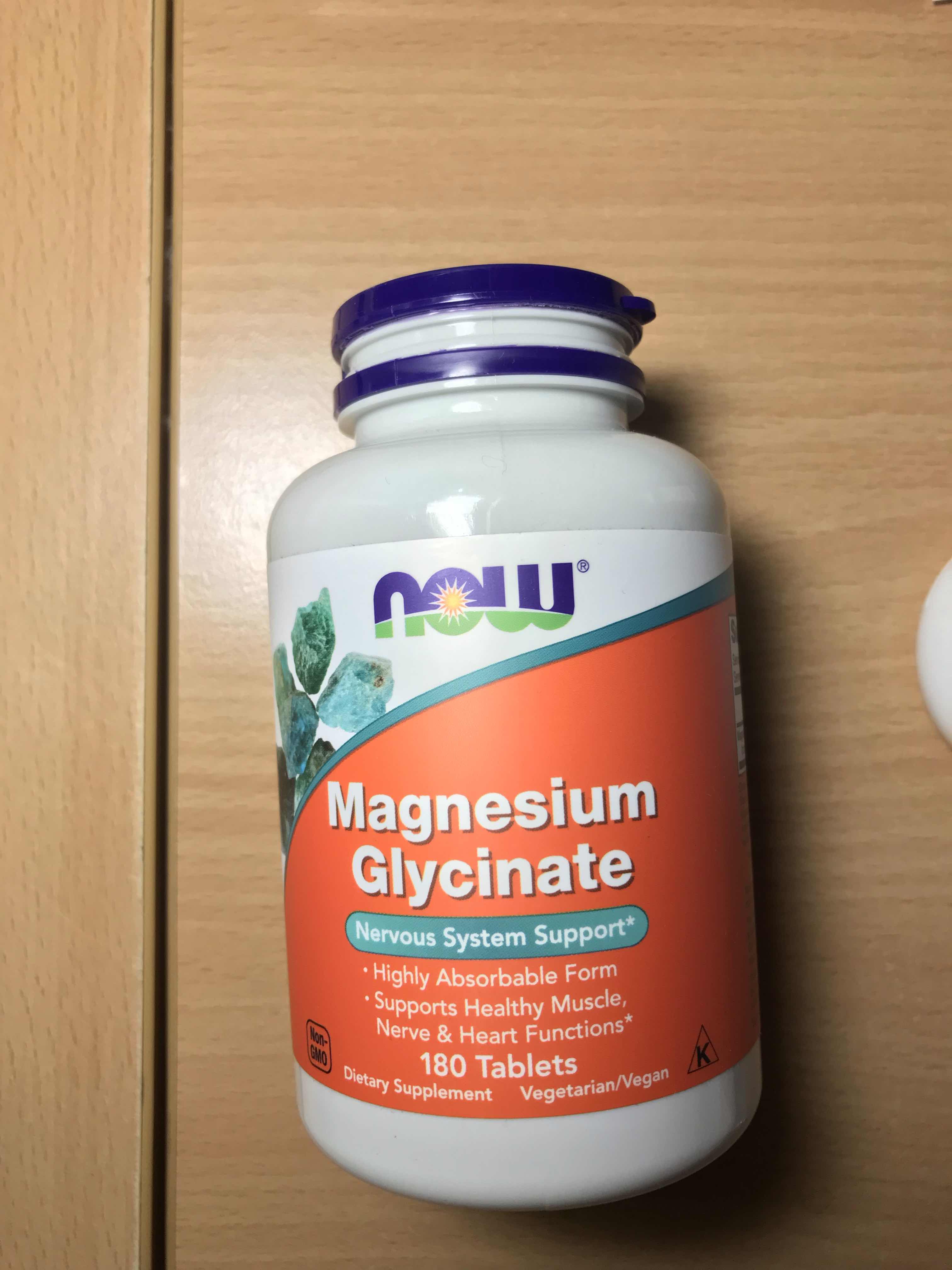Viên uống bổ sung Magie NOW Magnesium Glycinate - 180 Viên nang thực vật, Hỗ trợ sức khỏe hệ thần kinh, Giảm căng thẳng