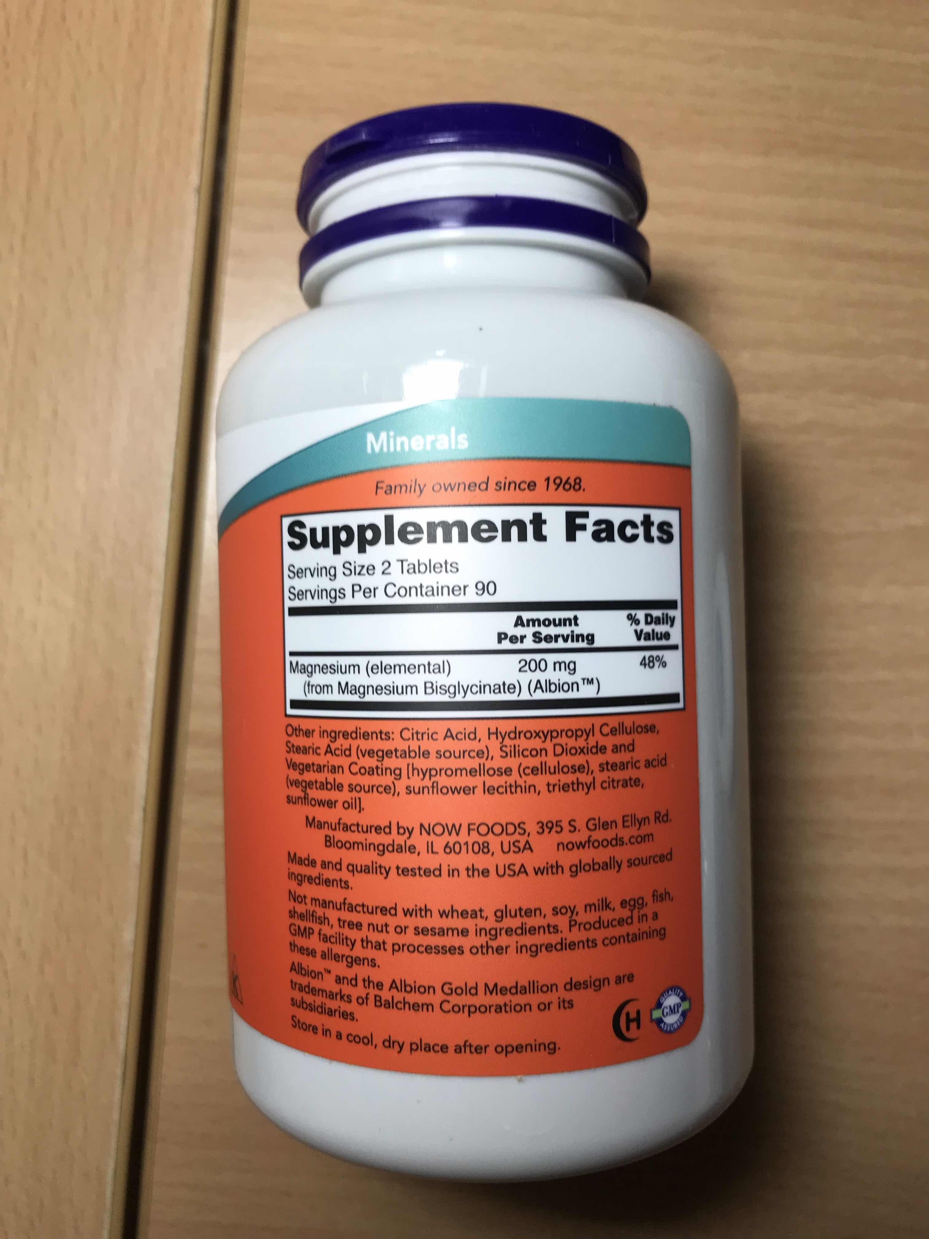 Viên uống bổ sung Magie NOW Magnesium Glycinate - 180 Viên nang thực vật, Hỗ trợ sức khỏe hệ thần kinh, Giảm căng thẳng