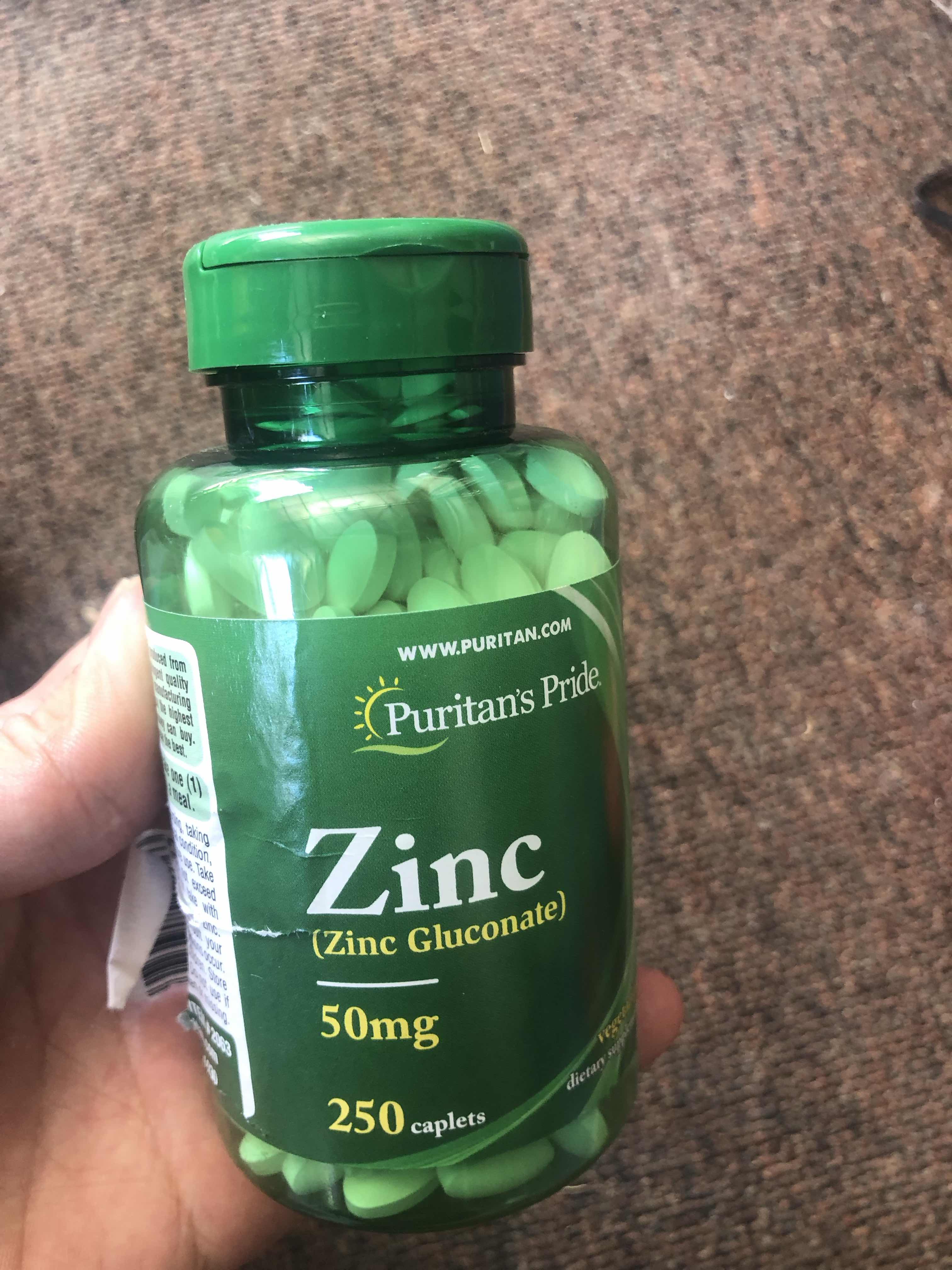 Viên uống bổ sung kẽm Zinc 25mg-50mg Puritan's Pride - Giảm mụn, tăng cường sức đề kháng, làm đẹp da, 100 viên