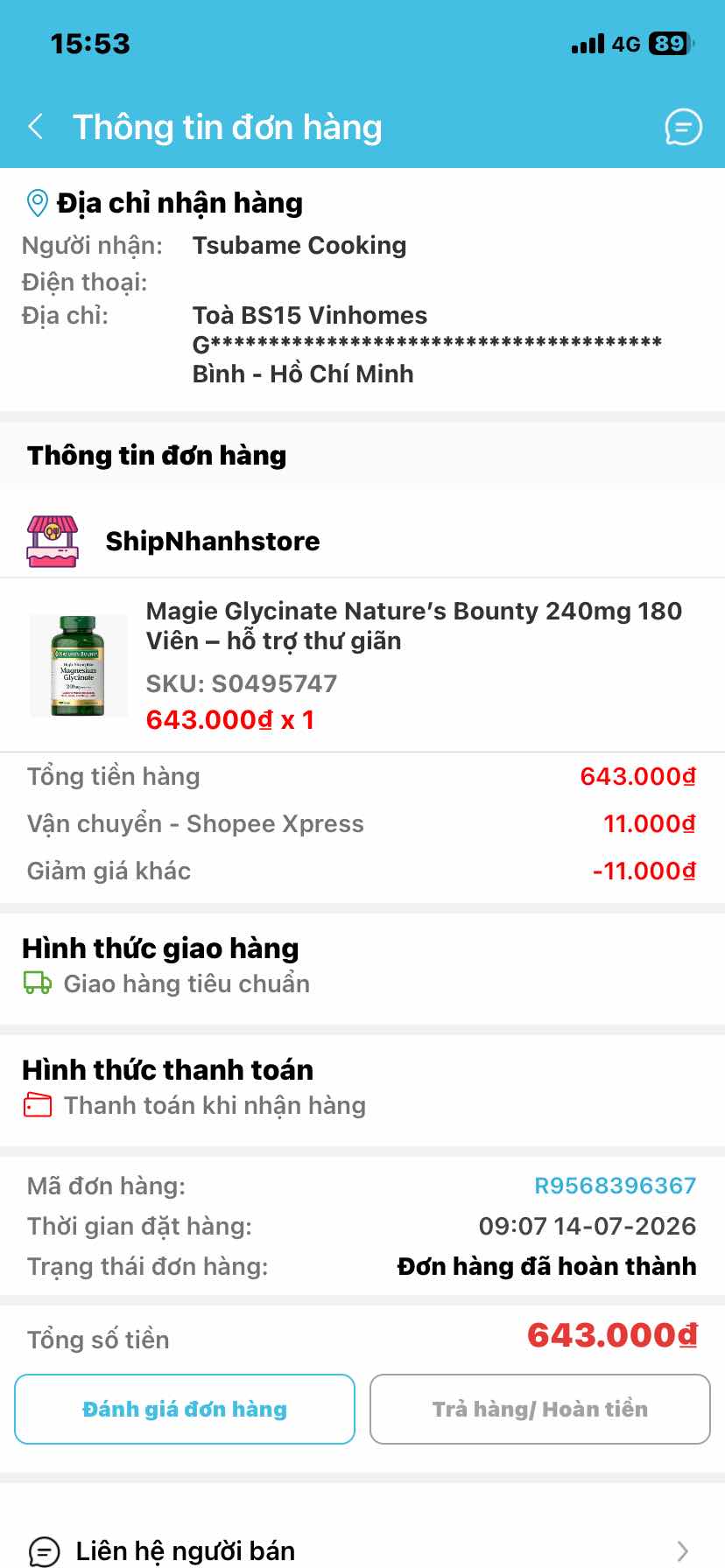 Magie Glycinate Nature’s Bounty 240mg 180 Viên – hỗ trợ thư giãn
