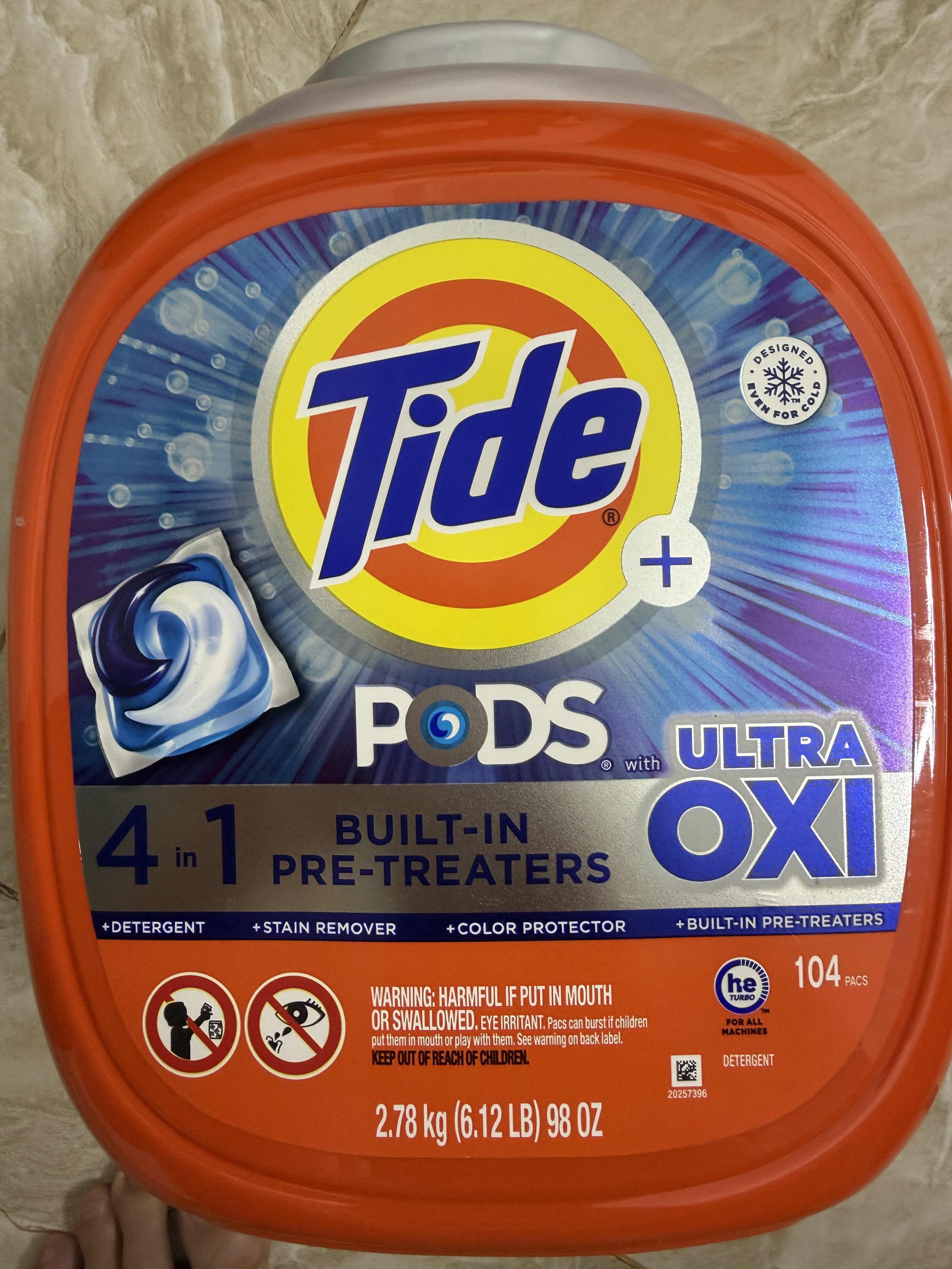 Viên Giặt Tide 4in1 Downy - Hương Thơm Nức, Tiện Lợi, Giặt Tẩy Hiệu Quả, Thùng 104 Viên, Dùng Cho Máy Giặt Mỹ