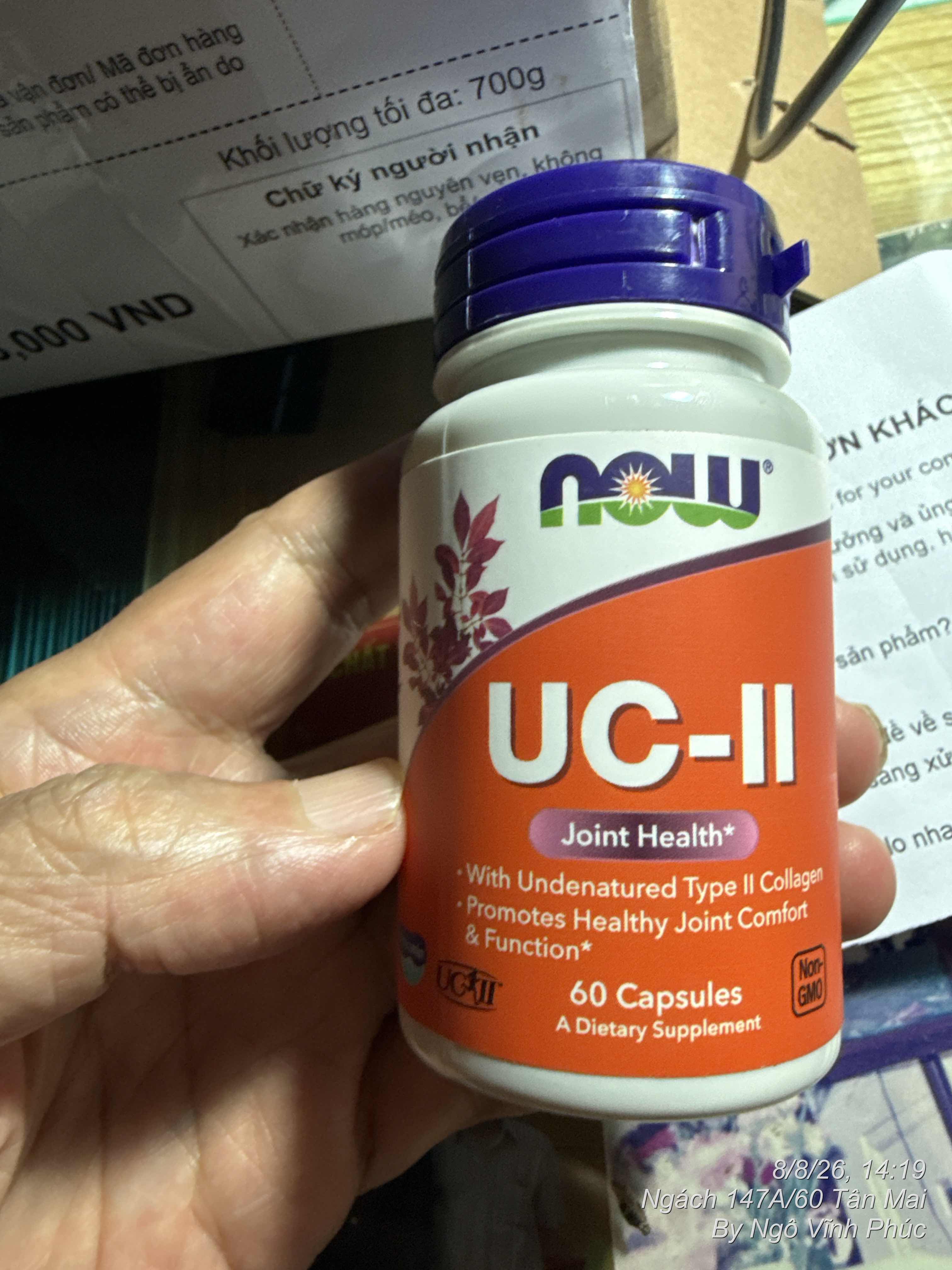 Collagen UC-II NOW 60 Viên – Hỗ Trợ Sức Khỏe Xương Khớp, Tăng Độ Linh Hoạt - USA