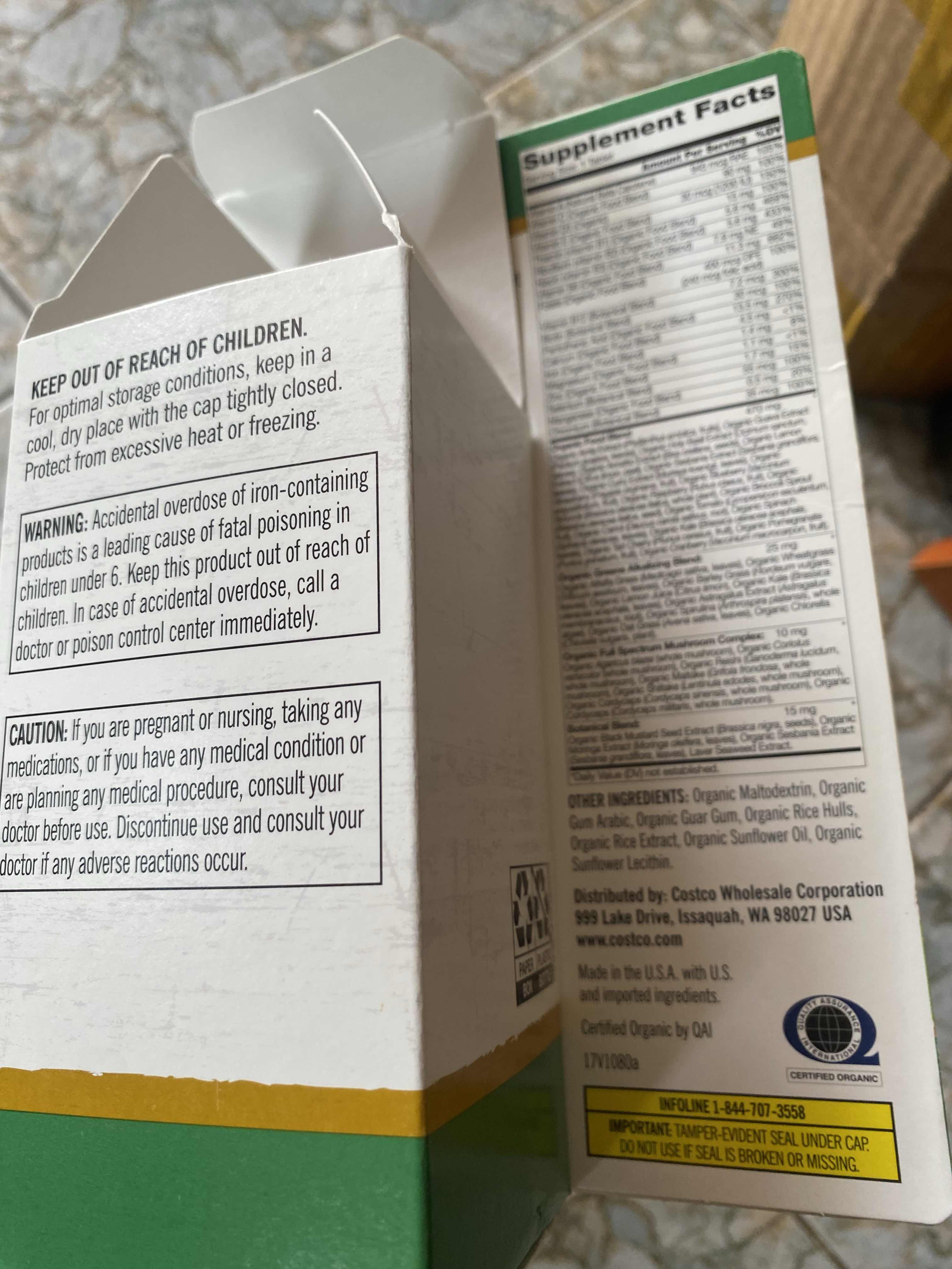 Viên uống vitamin tổng hợp hữu cơ Kirkland Organic Multivitamin 80 viên chính hãng Mỹ