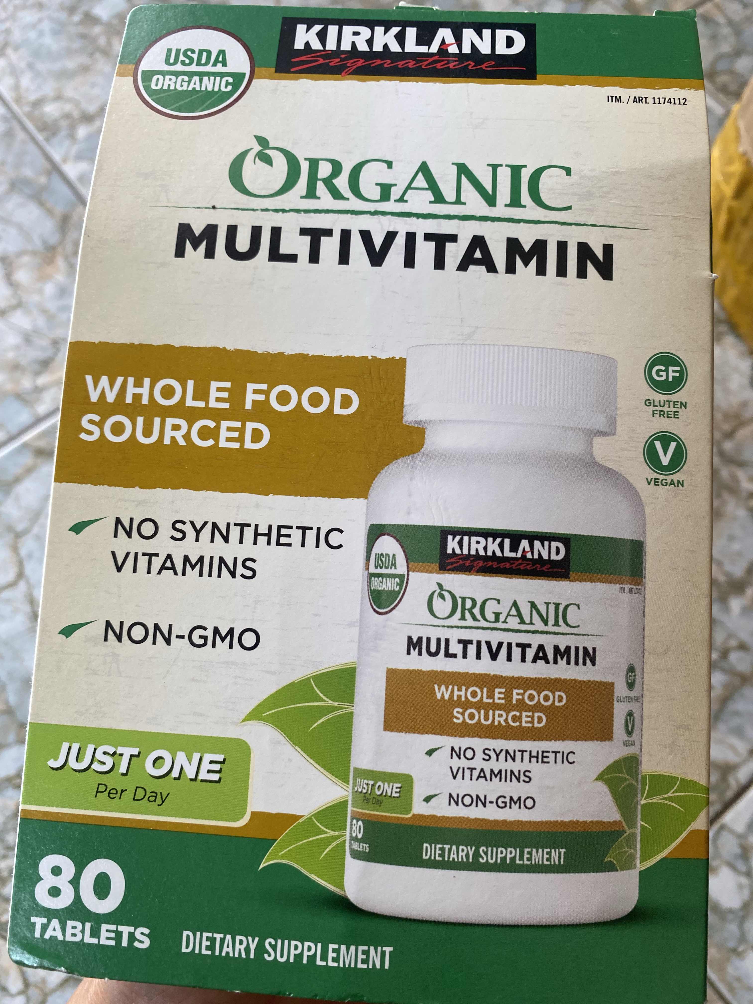 Viên uống vitamin tổng hợp hữu cơ Kirkland Organic Multivitamin 80 viên chính hãng Mỹ
