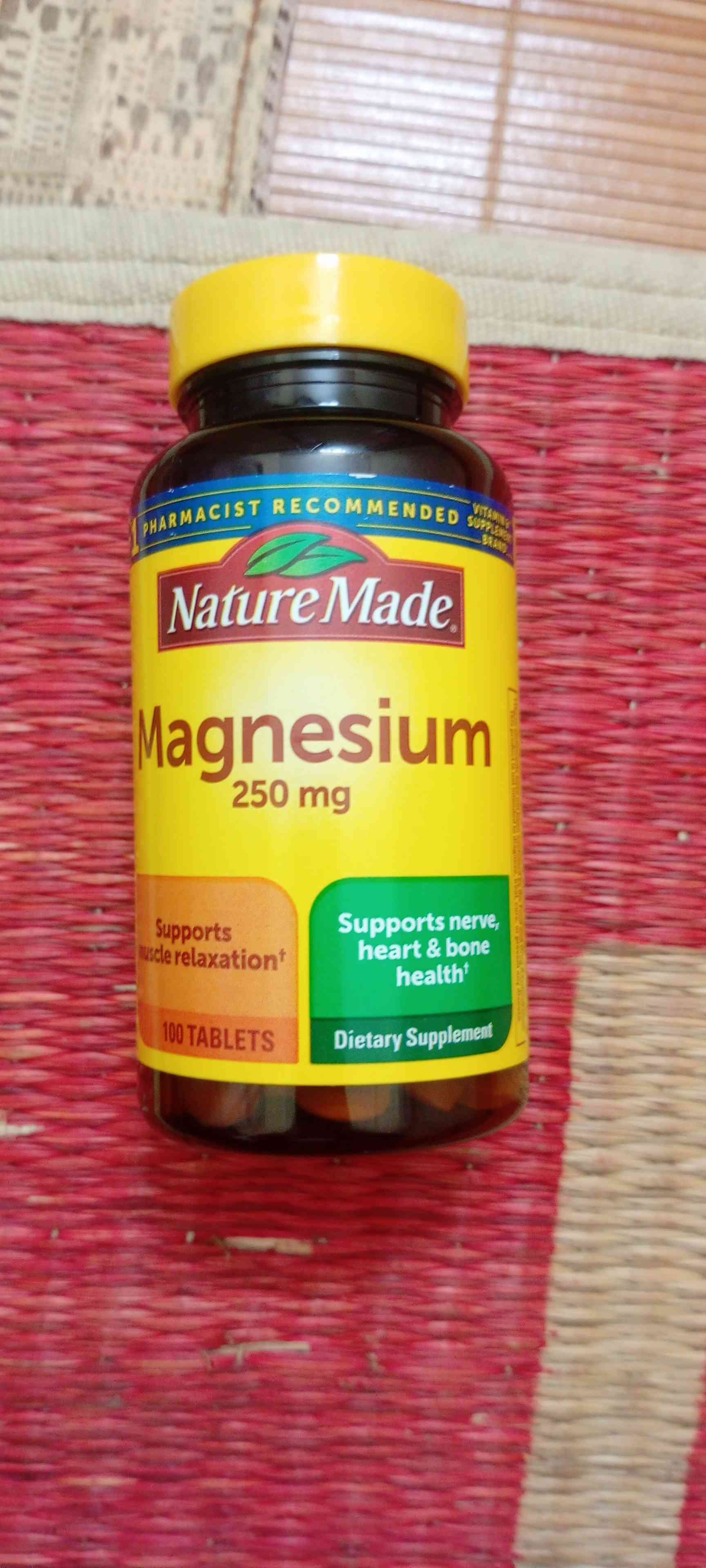 Viên Uống Bổ Sung Magie Nature Made 250 Mg Hộp 100 Viên - Hỗ Trợ Sức Khỏe, Cải Thiện Chức Năng Thần Kinh Từ Mỹ