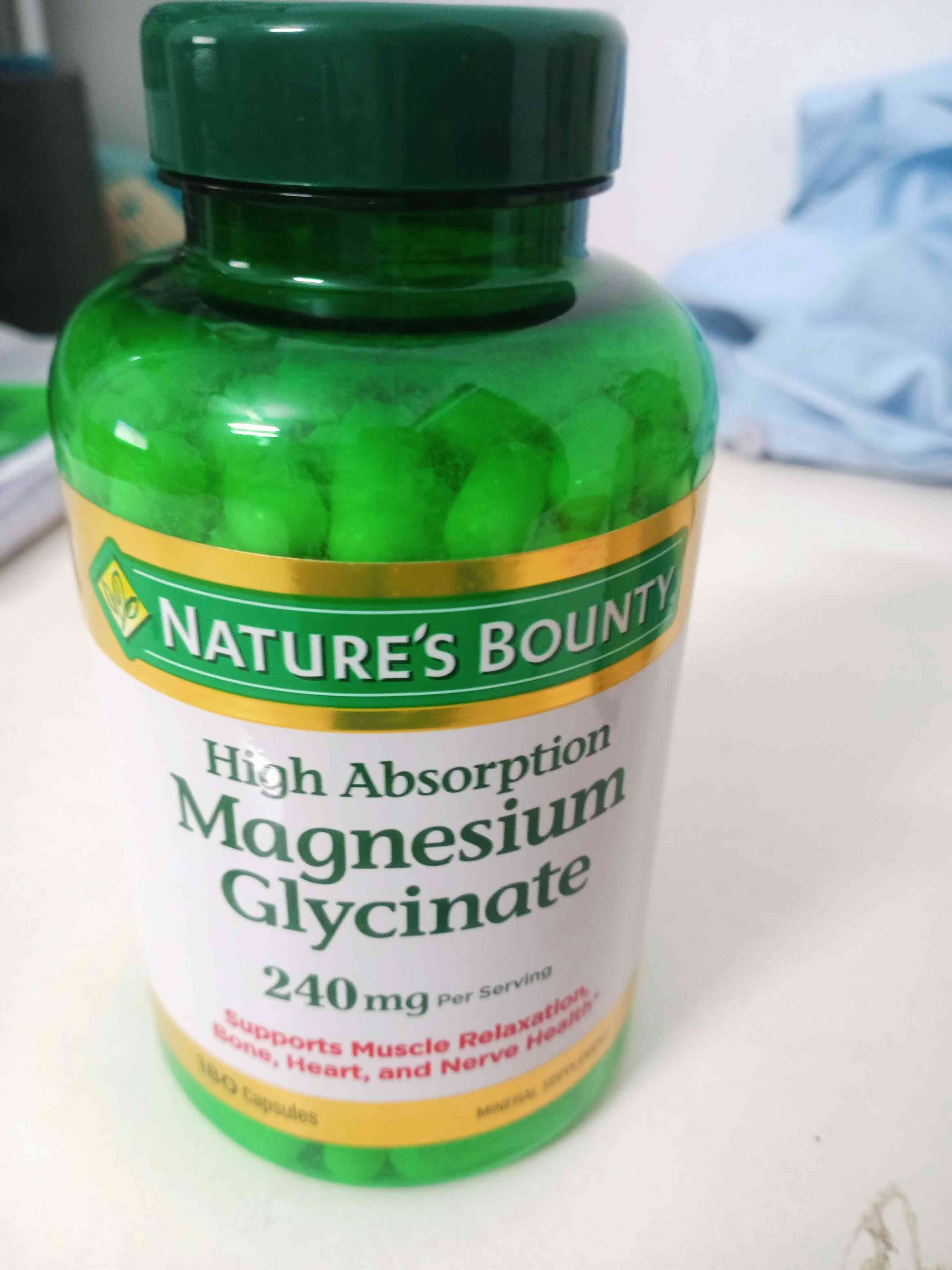 Viên uống bổ sung Magie Glycinate 240 mg Nature's Bounty, 180 viên - Hỗ trợ sức khỏe tim mạch và giấc ngủ sâu.