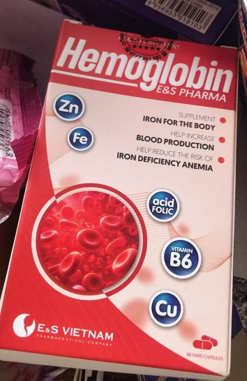 Viên sắt hữu cơ Hemoglobin E&S Pharma cho bà bầu - Hỗ trợ bổ sung sắt và giảm thiếu máu, 30 viên