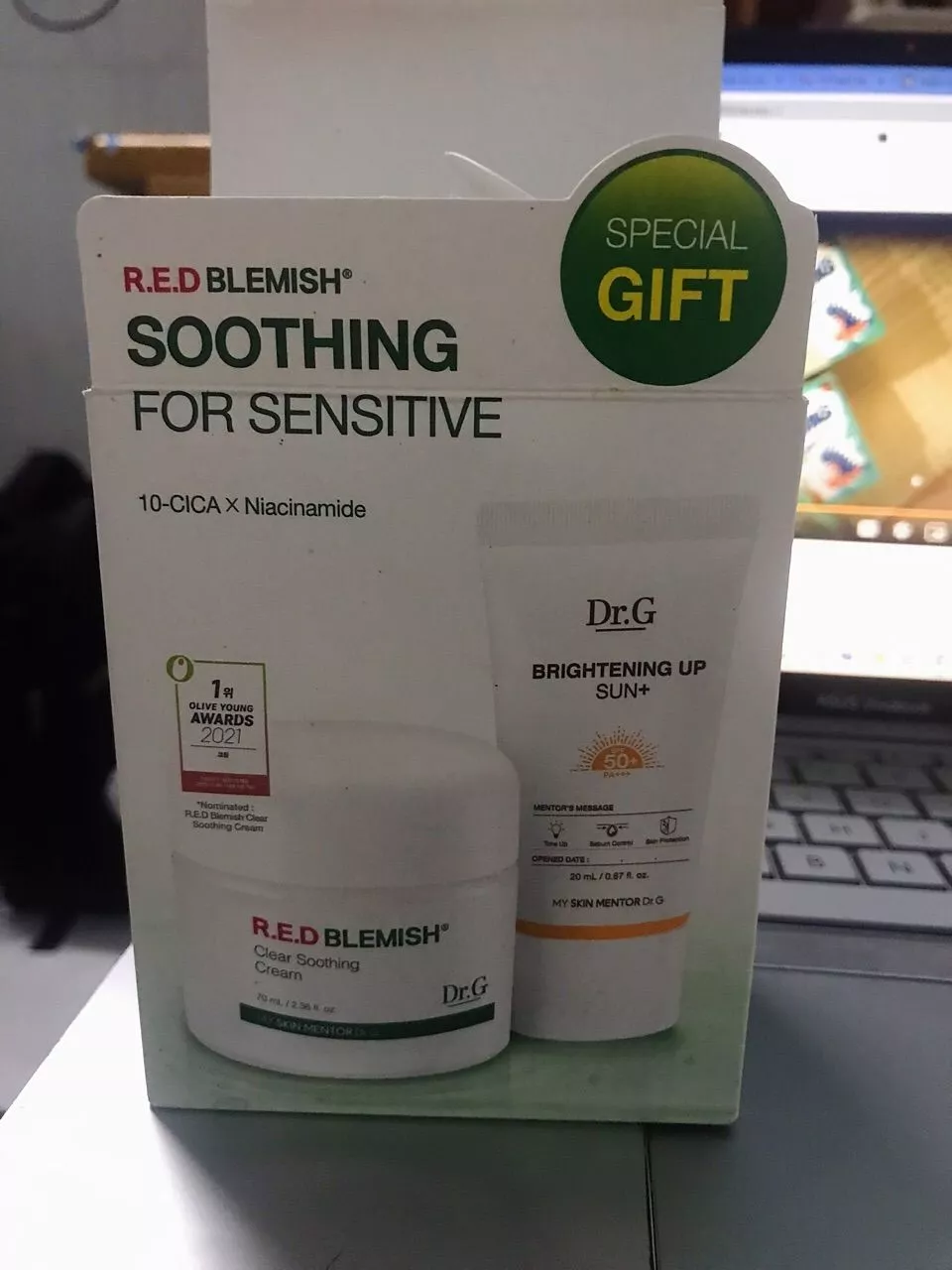 Combo Kem Dưỡng Dr.G R.E.D Blemish Clear Soothing Cream 70ml + Kem Chống Nắng Brightening Up Sun+ SPF50+ - Chăm Sóc Da Nhạy Cảm