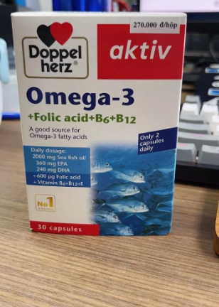 (Hàng nhập khẩu) Viên uống Doppelherz Omega-3 + Folic acid + B6 + B12 Đức